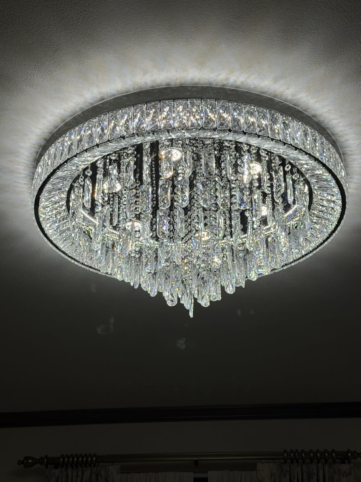 Modern Crystal Chandeliers for Living Room Ceiling Light Fixture LED Dimmable Lamp with Remote Pendant Lighting Flush Mount Ceiling Light for Dining Room Bedrooms Foyer customer photo 1