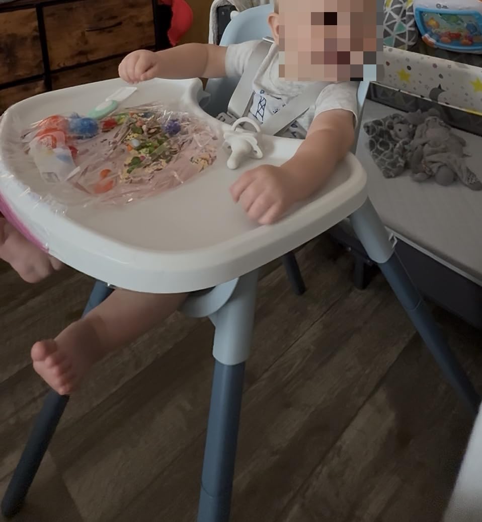 Chicco Zest 4-in-1 Folding High Chair for Babies and Toddlers, Easy Clean | Capri/Blue, wipeable one-piece seat, BPA-free tray, toddler and baby chair, youth stool, up to 60 lbs customer photo 2
