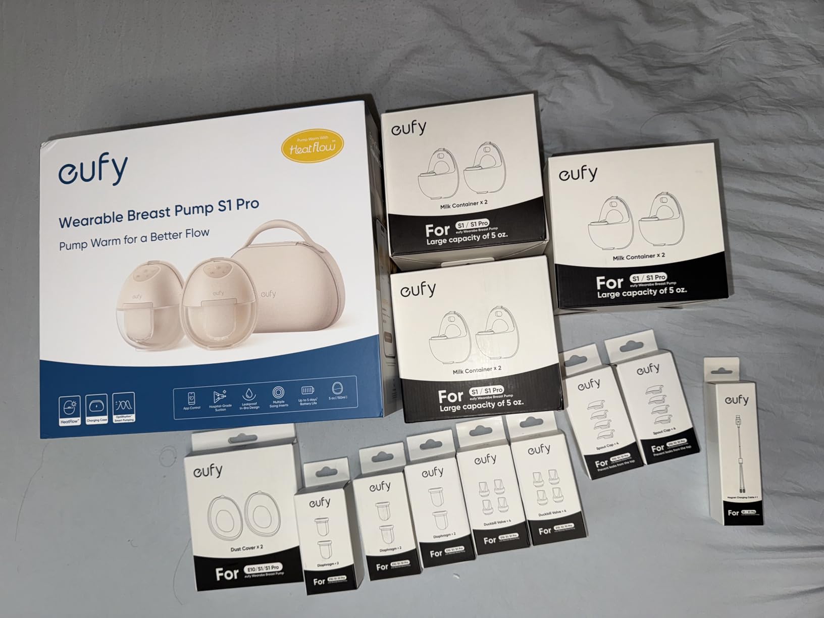 eufy Security Heated Wearable Breast Pump S1 Pro, Slim Hands-Free with Industry-Leading HeatFlow Tech, Wireless Charging Case, App-Controlled OptiRhythm, 300 mmHg Strong Suction, in-Bra Use customer photo 1