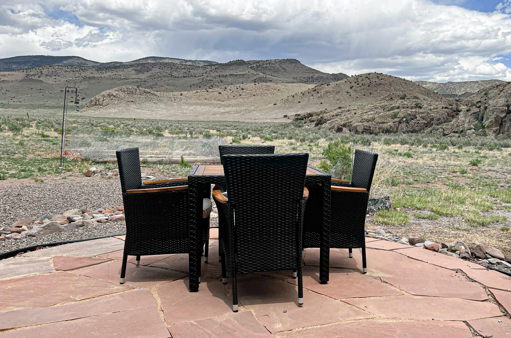 Shintenchi 7 Piece Patio Dining Set, Wicker Patio Conversation Set with Wooden Table Top, Outdoor Table and Chairs with Soft Cushions for Backyard, Deck and Garden customer photo 1