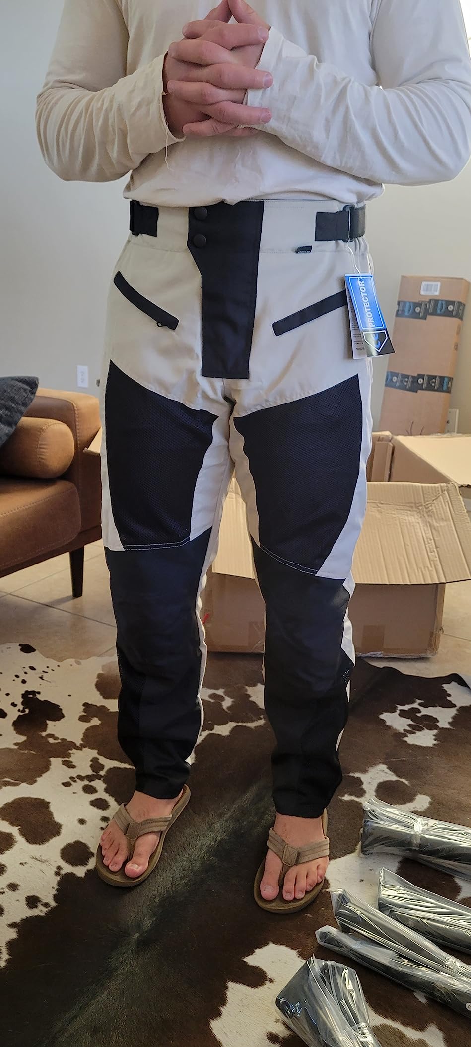WICKED STOCK Men's Grey Mesh Motorcycle Pants - High Rise, Zipper Closure, Summer, Motocross, Dirt Bike, Motorcycle customer photo 2