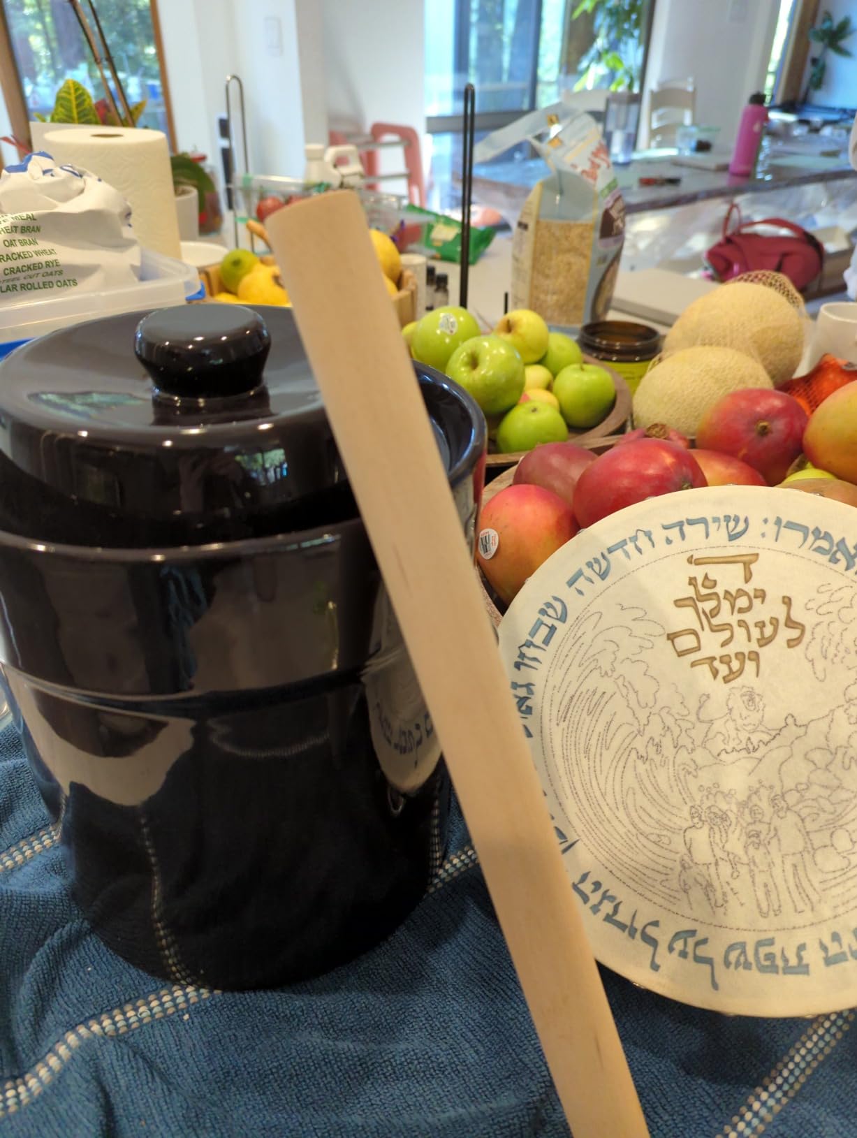 Fermentation Crock 5 Liter / 1.3 Gallon, Sauerkraut Crock with Lid, Weights & Pounder - Ceramic Fermenting Crock Kit for Pickling Cabbage Kimchi Pickle Vegetables- Sauerkraut Fermentation Crock. customer photo 1