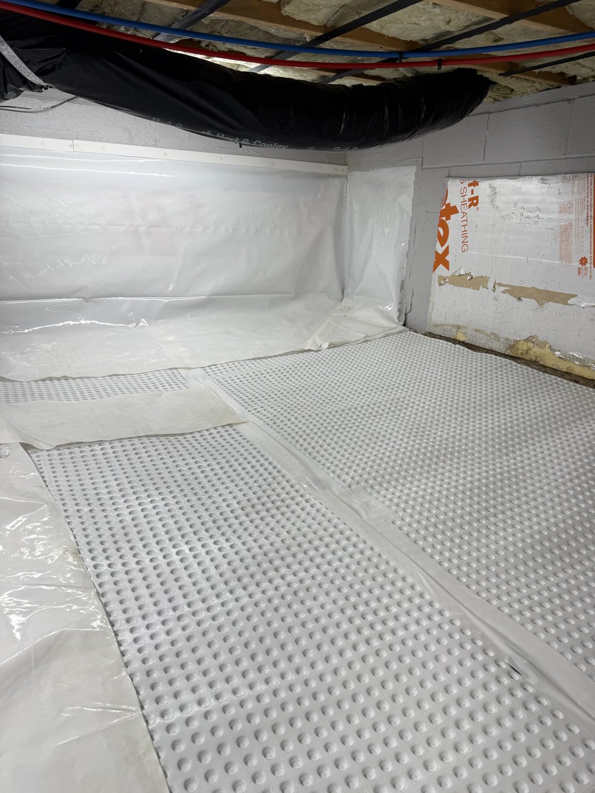 Whitecap Dimple Drainage Matting 2' x 50' - Heavy Duty Foundation Drainage Membrane for Crawl Space & Basement, Protects Vapor Barriers, Improves Water Flow, Waterproof Floor Underlayment customer photo 2
