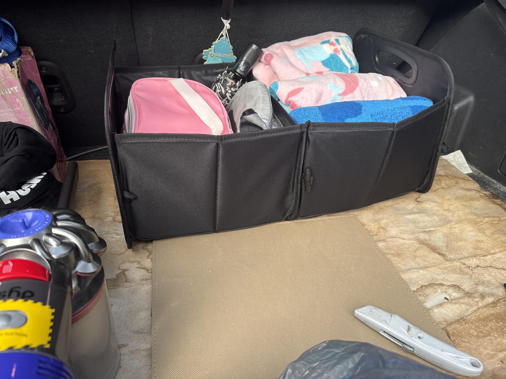 Femuar Car Trunk Organizer with Large Capacity Waterproof Car Accessories for Women & Men, Collapsible Trunk Organizer for Suv/Jeep/Sedan (Black, Standard) customer photo 1