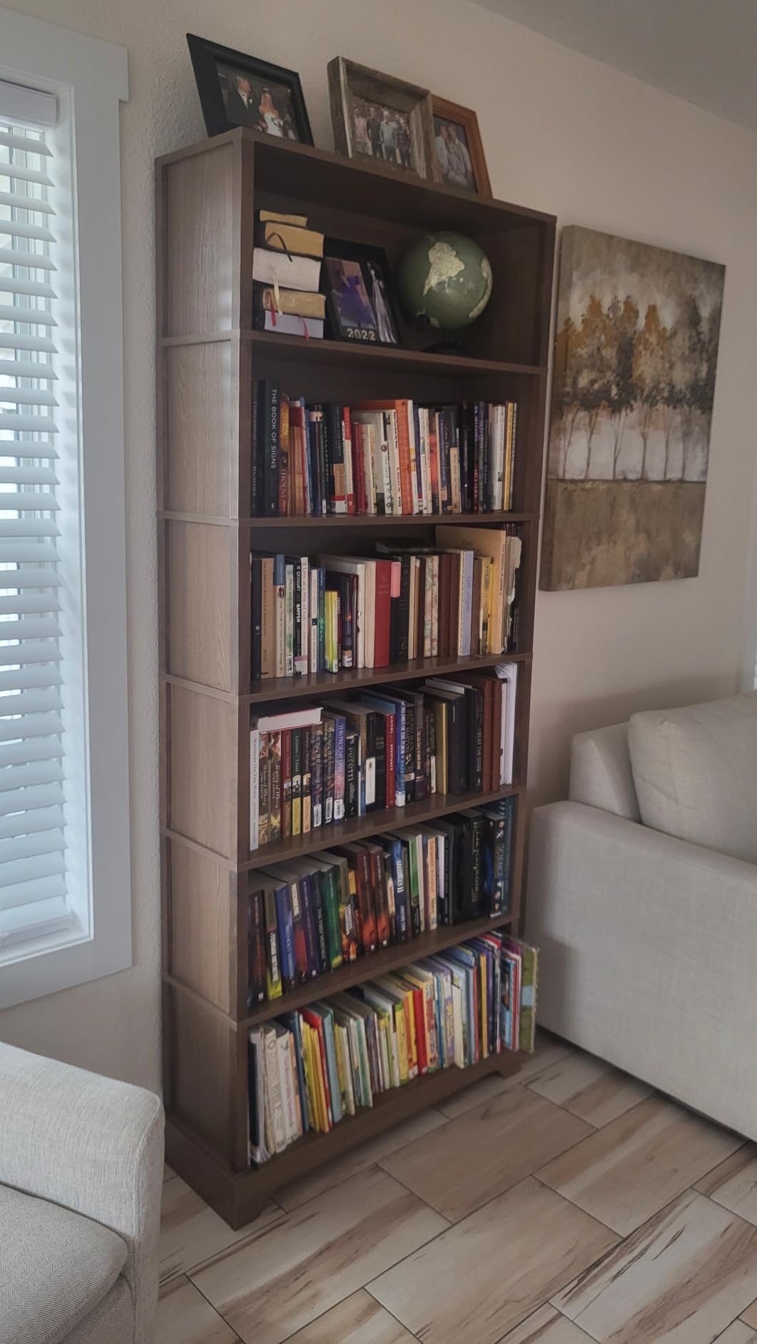 TVU 5-Tier Solid Wood Book Shelf, Floor Standing Bookcase, 65