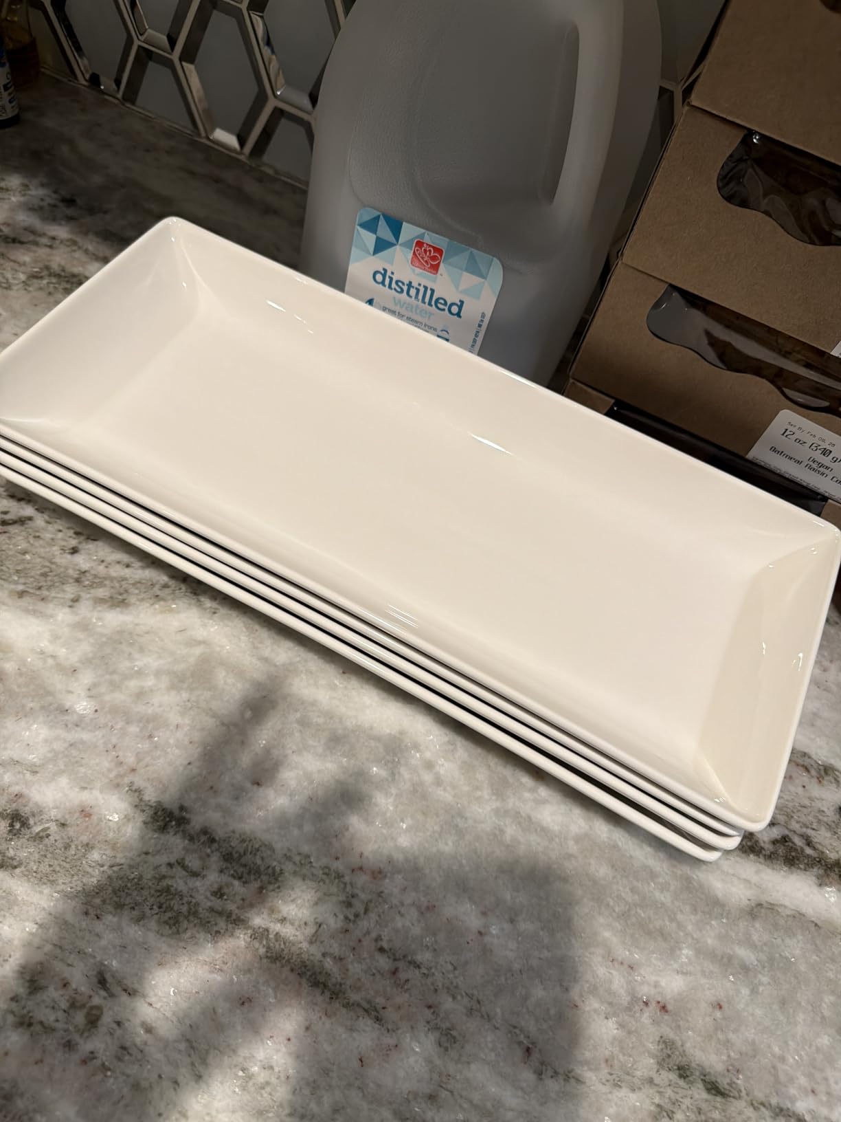MALACASA Serving Platters Set of 4, Ceramic Serving Platters and Trays for Serving Food, Rectangular Serving Trays for Party, Large Serving Plates, Party Serving Trays and Platters - 12 Inch, White customer photo 1