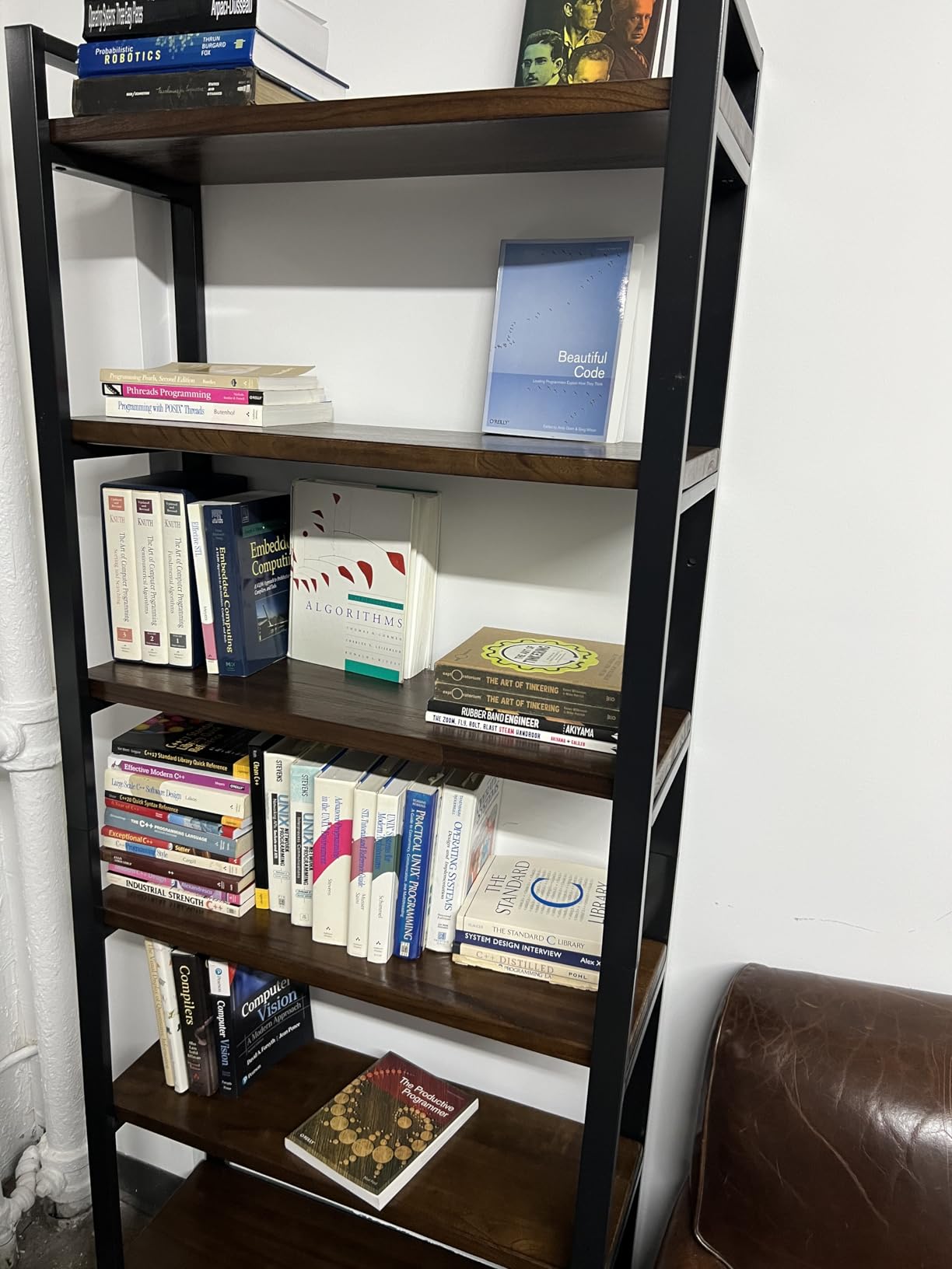 WH-AOERPYMY Natural Real Wood Bookcase,Industrial Bookshelf,6 Tier Solid Wood Open Book Shelf Storage,Metal Shelving Unit,Farmhouse Wide Etagere Bookcase for Office Living Bedroom (6 Tiers) customer photo 2