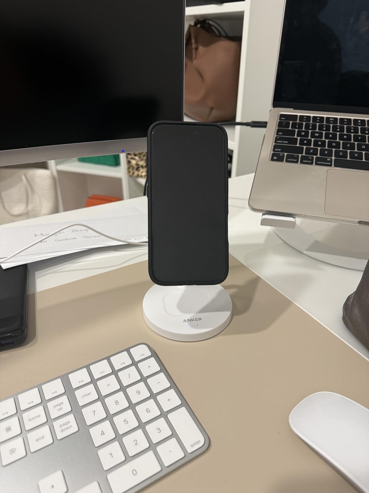 MagSafe Compatible MagGo Charger Stand, iPhone 17 Wireless Charger, 2-in-1 Charging Station, Qi2 Certified 15W Fast Charging, for iPhone 17/16/15/14/13/12, AirPods Pro (Black, No Adapter) customer photo 2