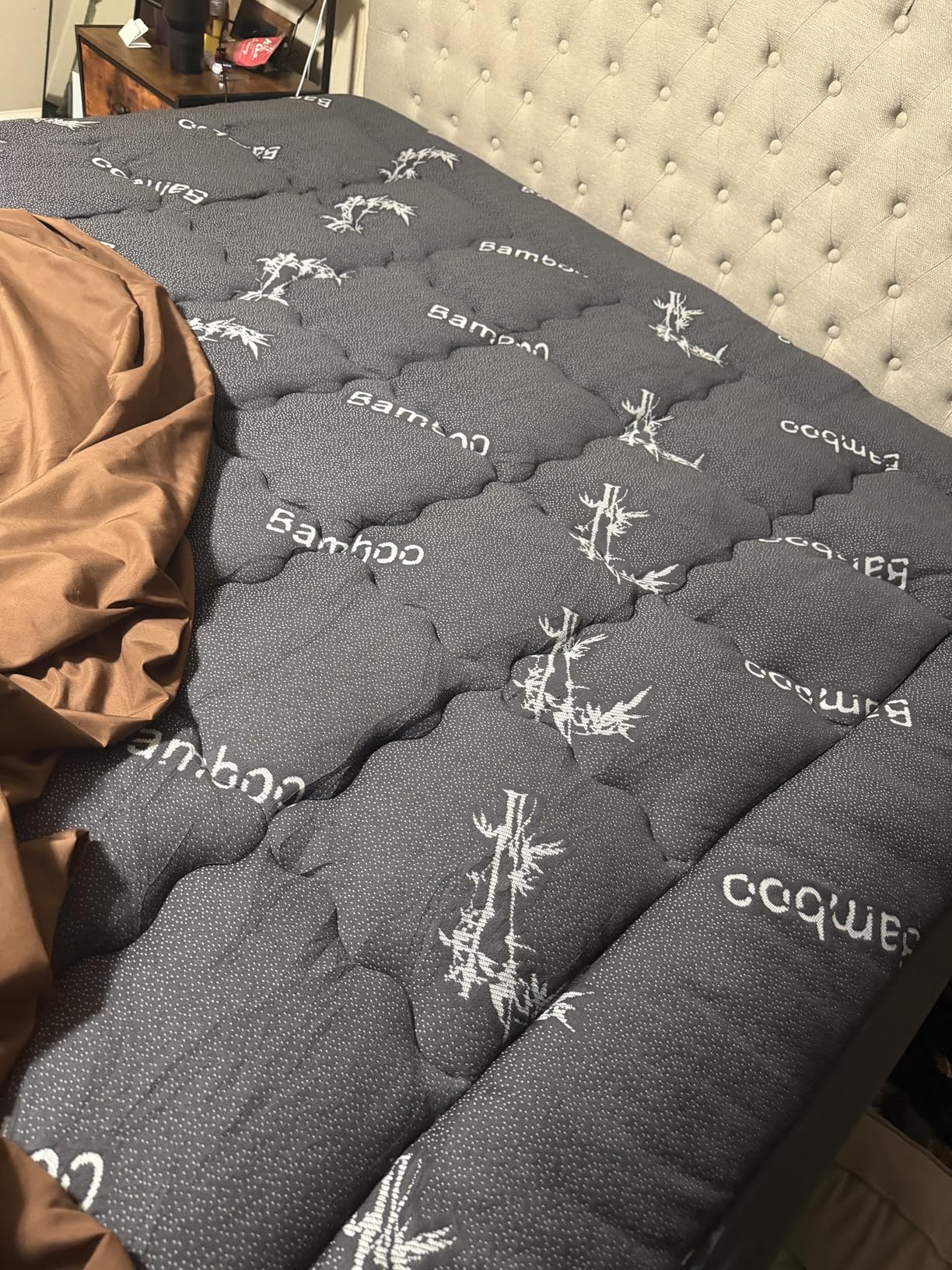 BEDLORE Queen Mattress Topper Viscose Derived from Bamboo, Thick Pillow Top Mattress Pad with Stretchable Pockets for 6-18 inches Mattress, Soft Mattress Topper for Back Pain Relief (Dark Gray) customer photo 2
