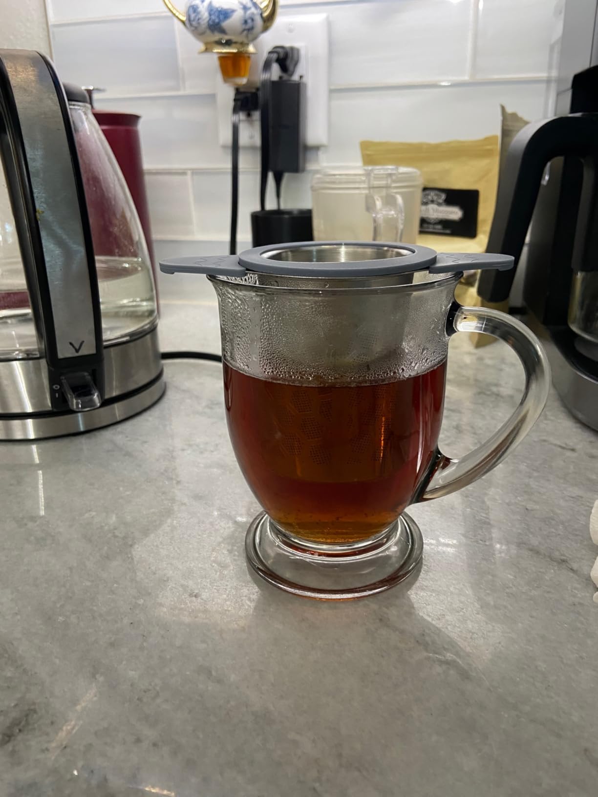 Tea Infuser for Loose Leaf Tea, Stainless Steel Tea Infuser with Heat Proof Silicone Handles, Extra Fine Mesh Tea Strainers Filter Fine Tea Leaves Effectively, Fits TeaPots/Mugs customer photo 2