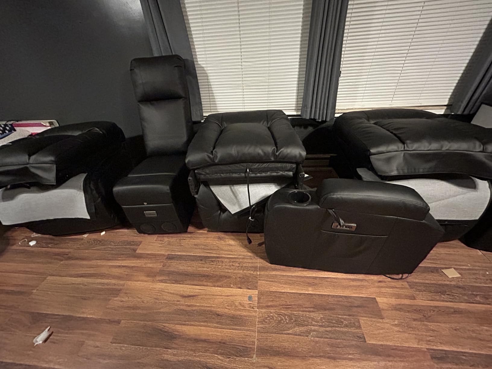 URRED Power Loveseat Recliner Sofa with Massage and Heat, Wall Hugger Reclining Loveseat with Console, RV Couch Home Theater Seating with LED Lights customer photo 1