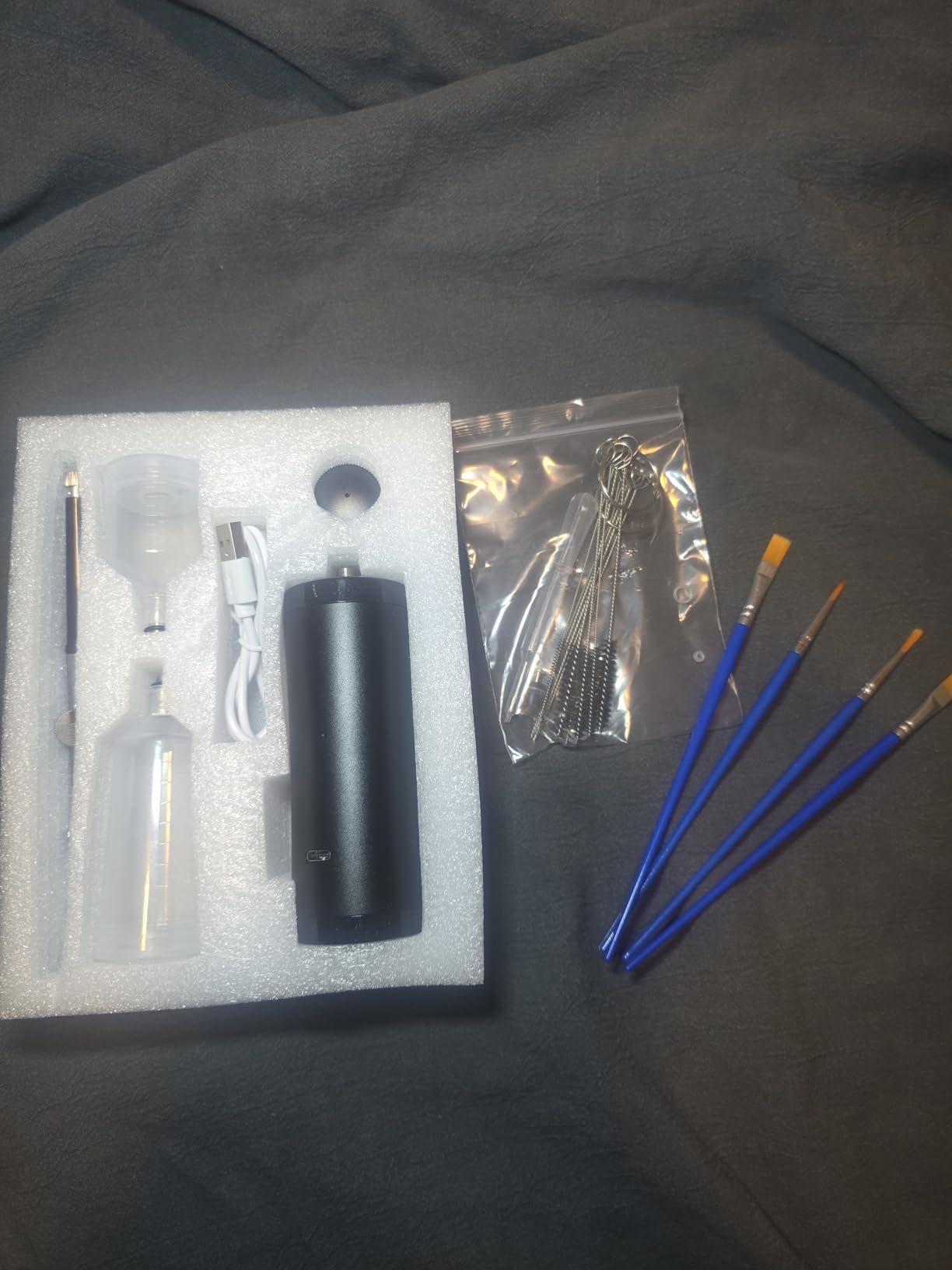 Airbrush Kit With Compressor 48PSI Rechargeable High Pressure Air Brush Set Cordless Airbrush Kit with 0.3mm Nozzle for Painting,Nail Art, Cake Decor,Makeup,Modeling (Black) customer photo 2
