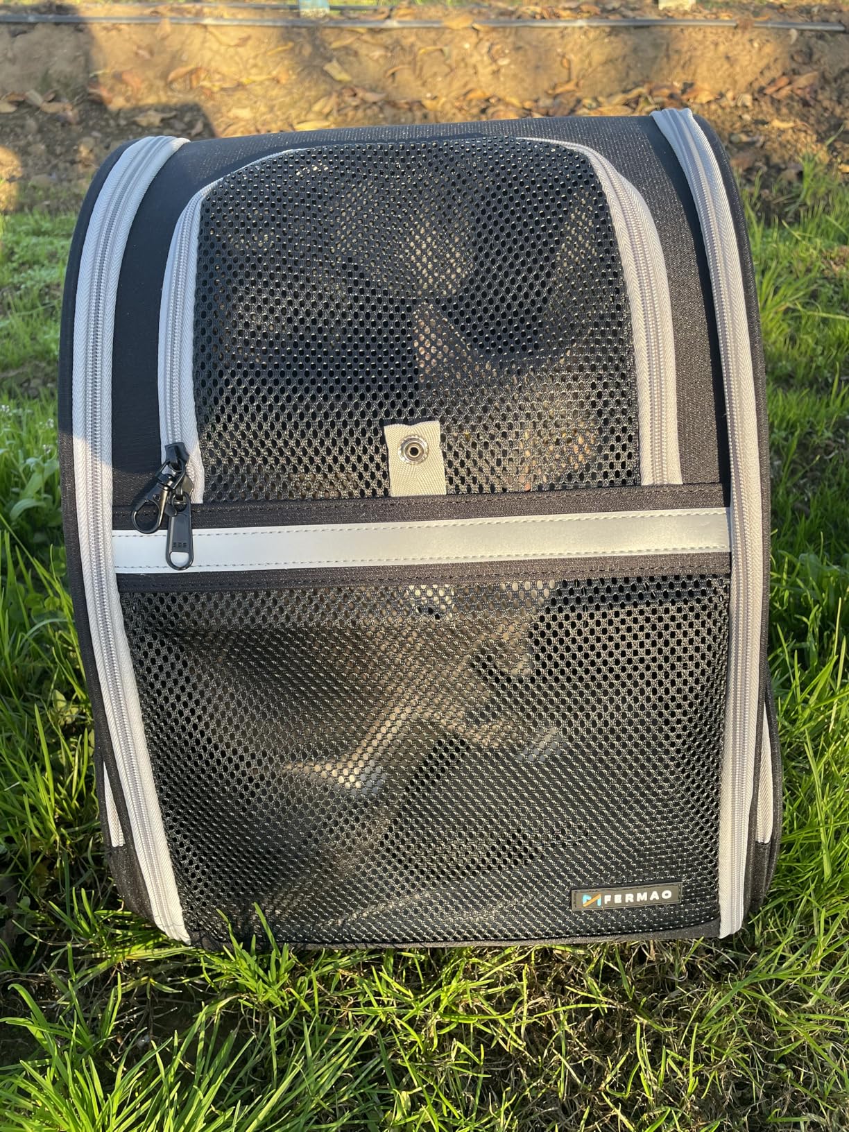 Cat Backpack Carrier for Small Dogs and Medium cat Puppy Kitten Bunny Pet Carrier Backpack Collapsible with Fully Ventilated Mesh with Safety Leash (Black, 12.9