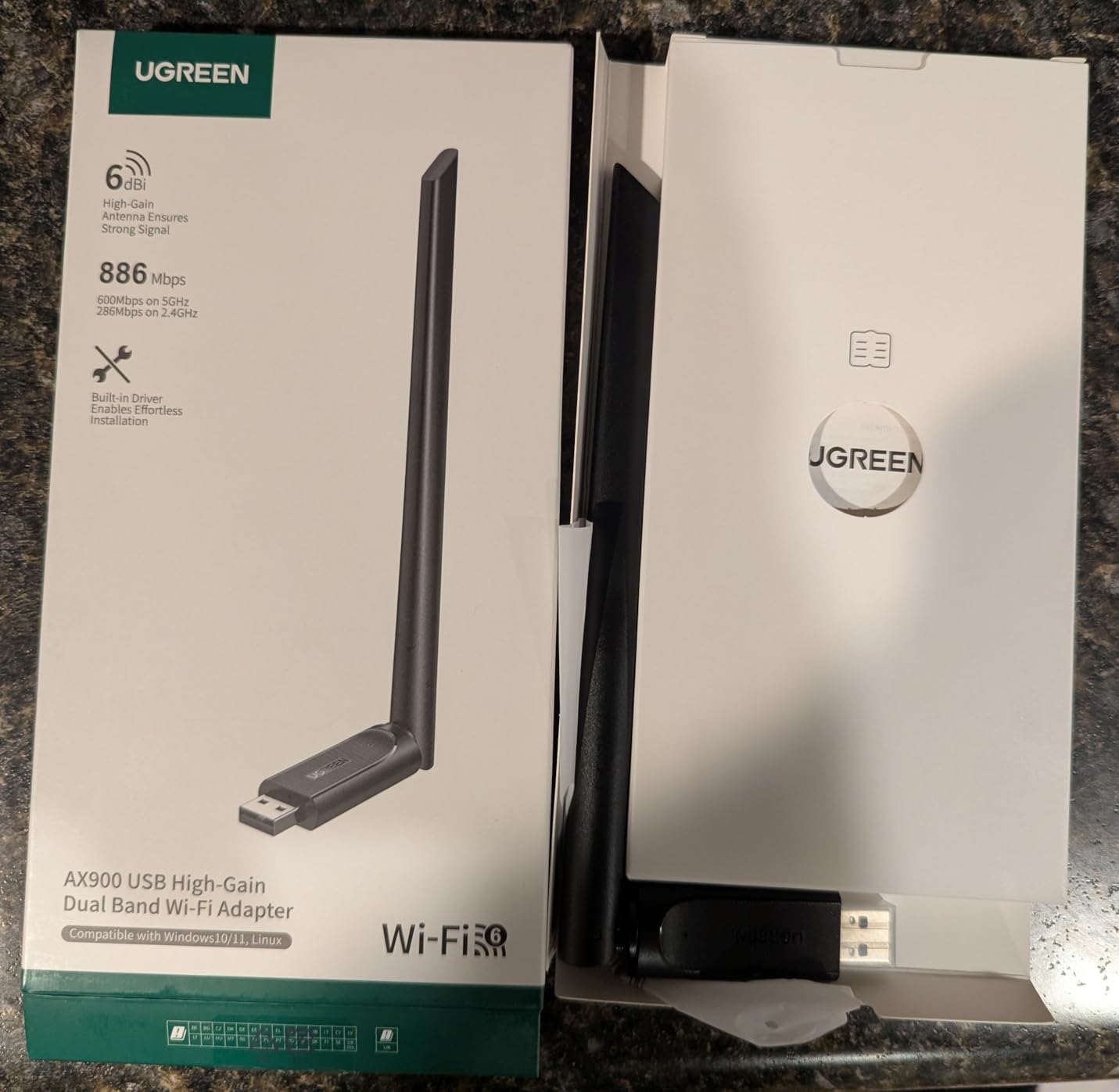 UGREEN WiFi Adapter for Desktop PC, AX900 USB WiFi 6 Adapter with 5GHz/2.4GHz Dual Band, 6dBi High Gain Antenna, Built-in Driver for Win11/10 customer photo 2