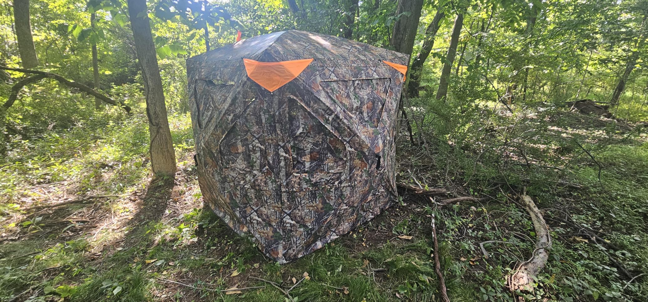 TIDEWE Hunting Blind 360See Through with Large Open Door, Pop Up Ground Blind with Removable Curtain & Carrying Bag, Portable Resilient Tent customer photo 1