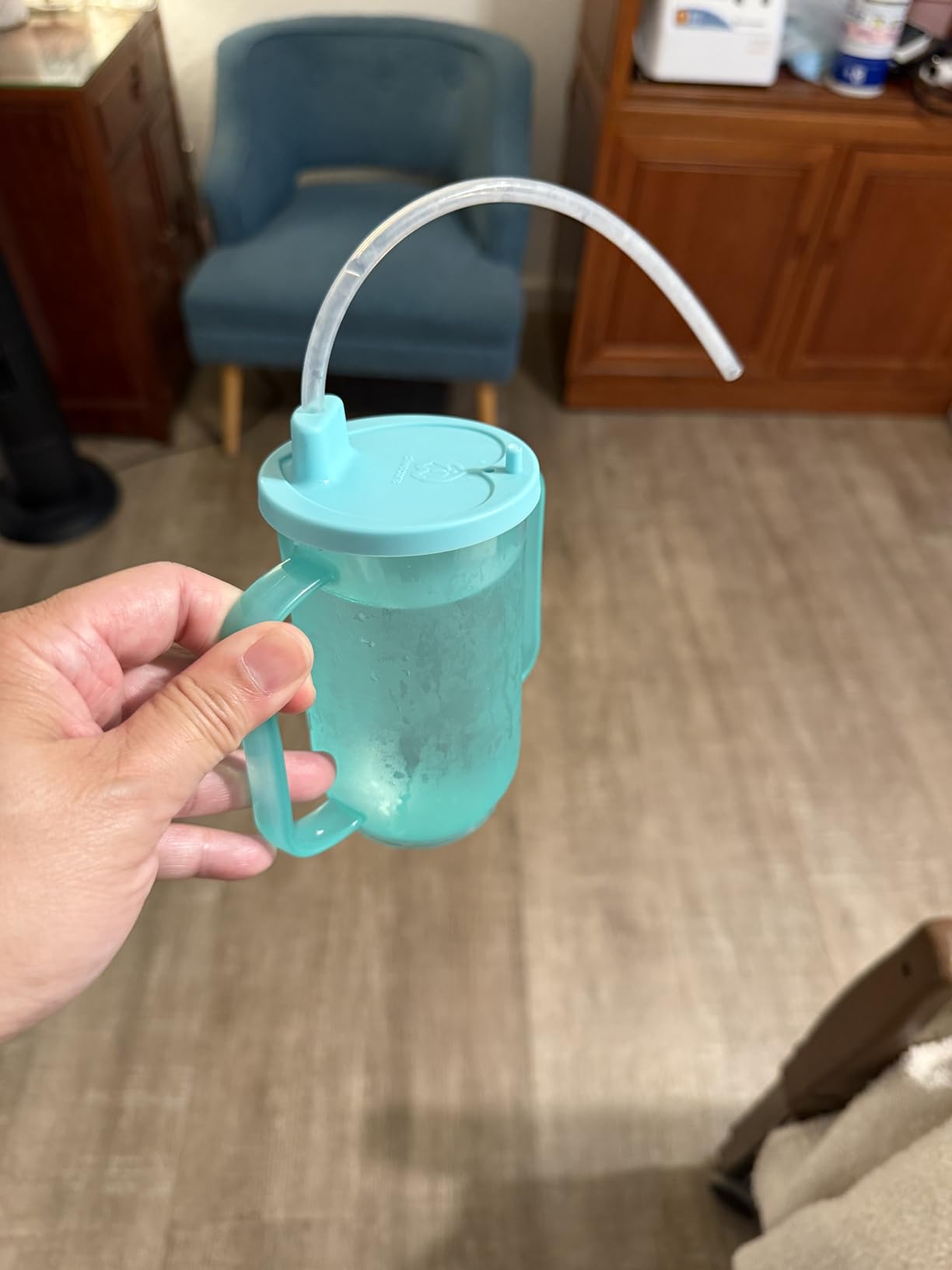 Sliner 3 Pcs Adult Sippy Cups With Long Straw For Elderly, 12 Oz Adaptive Spill Proof Cups With 2 Handles And Straw Lid For Adults Liquid Feeding Disabled Hospital Patients Convalescent customer photo 1