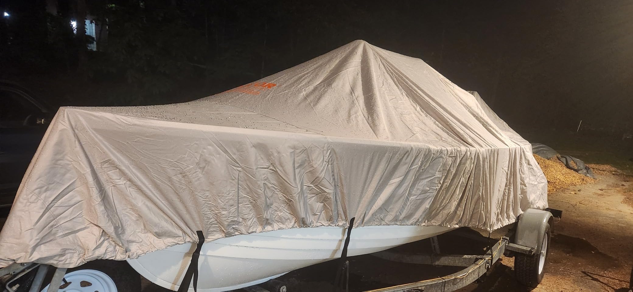 VEVOR Pontoon Boat Cover, 800D Heavy Duty Trailerable Pontoon Cover, 19-20ft Waterproof Marine Grade Oxford UV Resistant Cover, with Motor Cover, 16 Adjustable Tie Down Straps, Grey customer photo 1