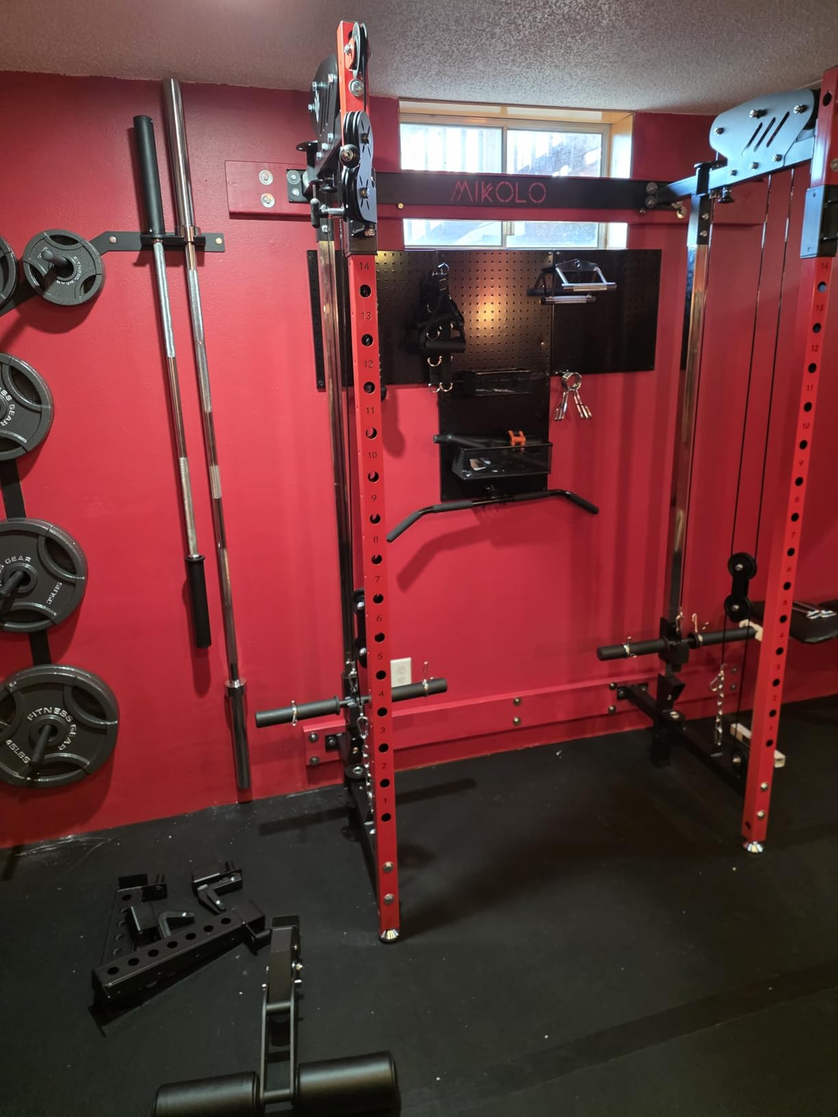 Mikolo Folding Squat Rack, Wall Mounted Power Rack with Cable Crossover Machine & LAT Pull Down, Functional Trainer with 5 Adjustable Function Modes, Home Gym Package customer photo 1