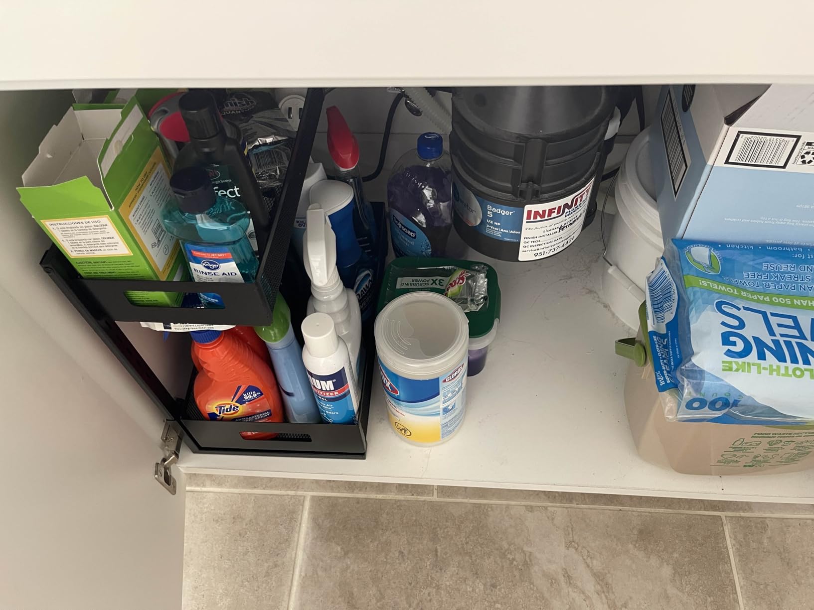 Under Sink Organizer Adjustable Height 2 Tier Bathroom Organizer Pull Out Cabinet Organer kitchen organizers and storage fridge organizers and storage,White,XL-1 Pack customer photo 1