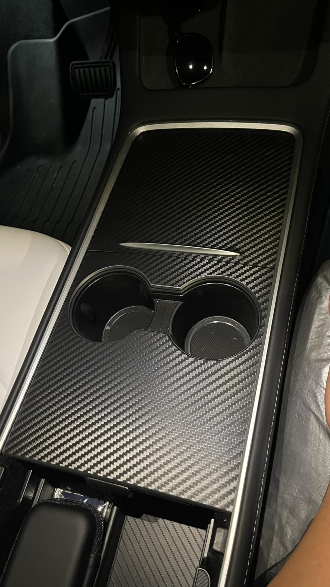 Center Console Wrap Kit: Carbon Fiber Texture Heat Resistant Scratch-Proof Suit for Tesla Model 3 2021-2023 and Model Y 2021-2024 customer photo 2