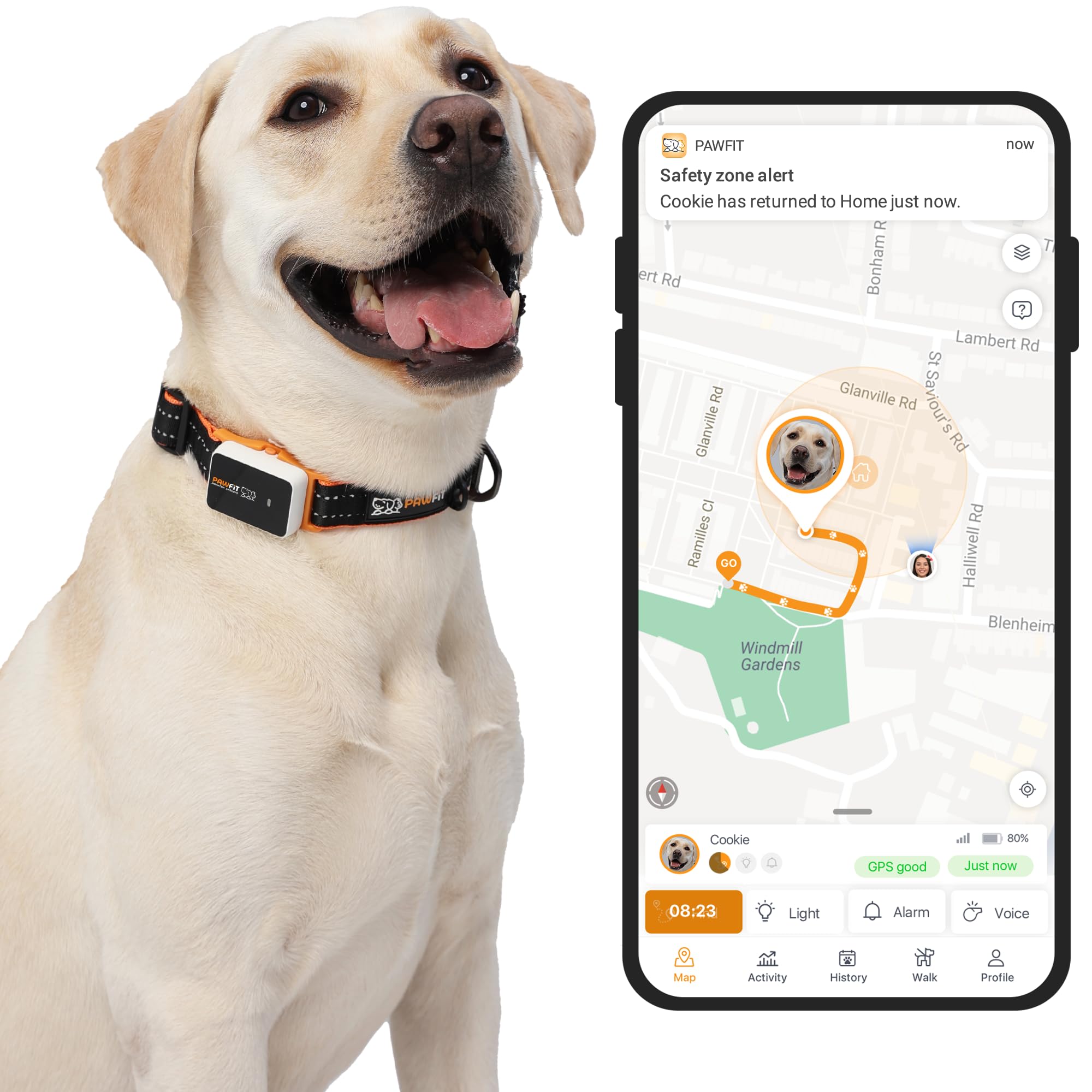 Tractive Smart Dog GPS Tracker | Live Pet Tracker with Virtual Fence | Vital Signs Monitoring of Heart & Respiratory Rate | Bark Monitoring | Dog Collar Attachment (Black) customer photo 1