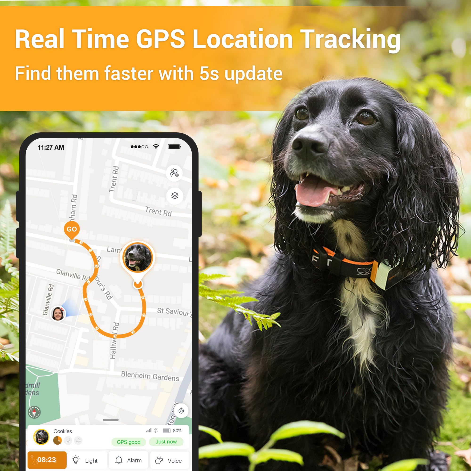 Tractive Smart Dog GPS Tracker | Live Pet Tracker with Virtual Fence | Vital Signs Monitoring of Heart & Respiratory Rate | Bark Monitoring | Dog Collar Attachment (Black) customer photo 2