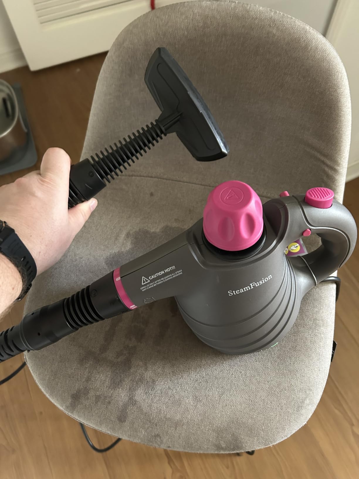 Pressurized Handheld Steam Cleaner with 10pcs Accessories&Safety Lock, Multi-Purpose Natural Deep Cleaning Steamer, Multi-Surface Steamer for Cleaning Home, Car, Upholstery, Grout and More customer photo 1