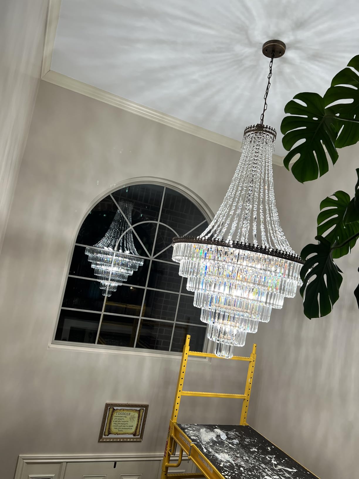 TOCHIC French Empire Crystal Chandelier Modern Farmhouse Chandelier Ceiling Light for Foyer Entryway High Ceiling, Vintage Antique Bronze Chandelier Light Fixture for Dining Living Room 34