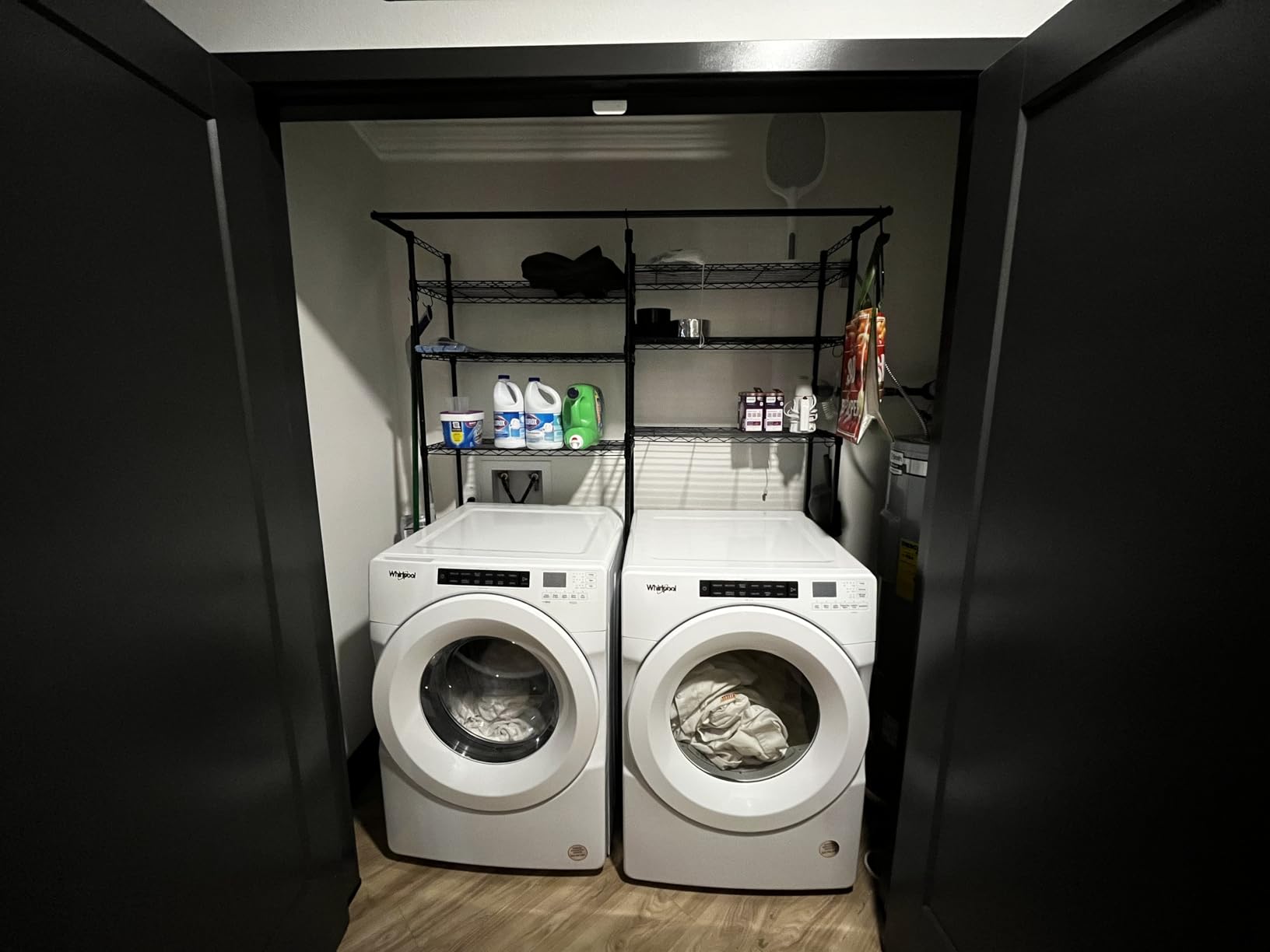 Ulif U13 Over Washer and Dryer Storage Shelves, 6 Tiers Laundry Room Standing Shelf with 2 Hanger Rods, Space Saver Clothes Drying Rack, 63.4