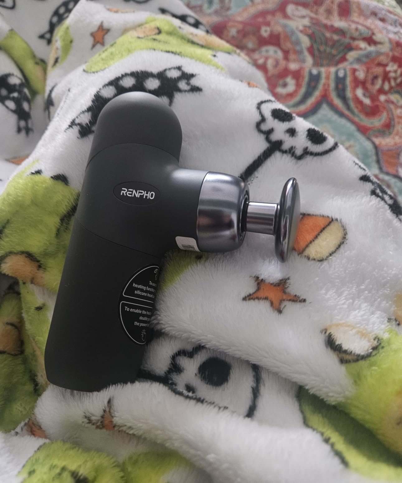 RENPHO Mini Thermal Massage Gun with Heat, Portable Deep Tissue Percussion Massager with 4 Heads for Neck & Back Comfort, Ultra-Quiet Operation customer photo 1