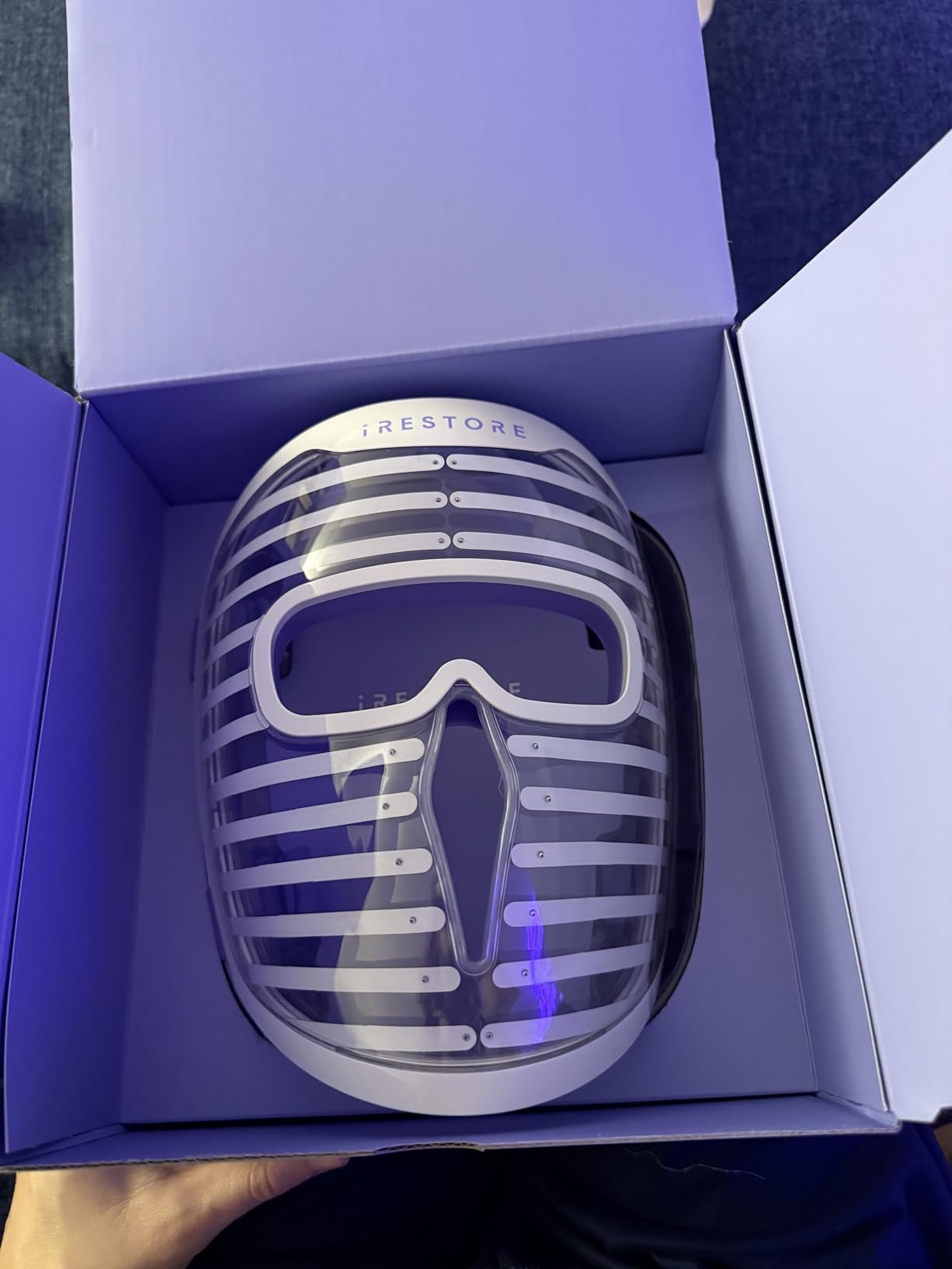 iRestore LED Face Mask for Youthful Skin, Red Light Therapy for Face, Red, Blue & Infrared Therapy for Wrinkles, Fine Lines, Dark Spots with 360 LEDs, Skincare Device for Women & Men customer photo 2