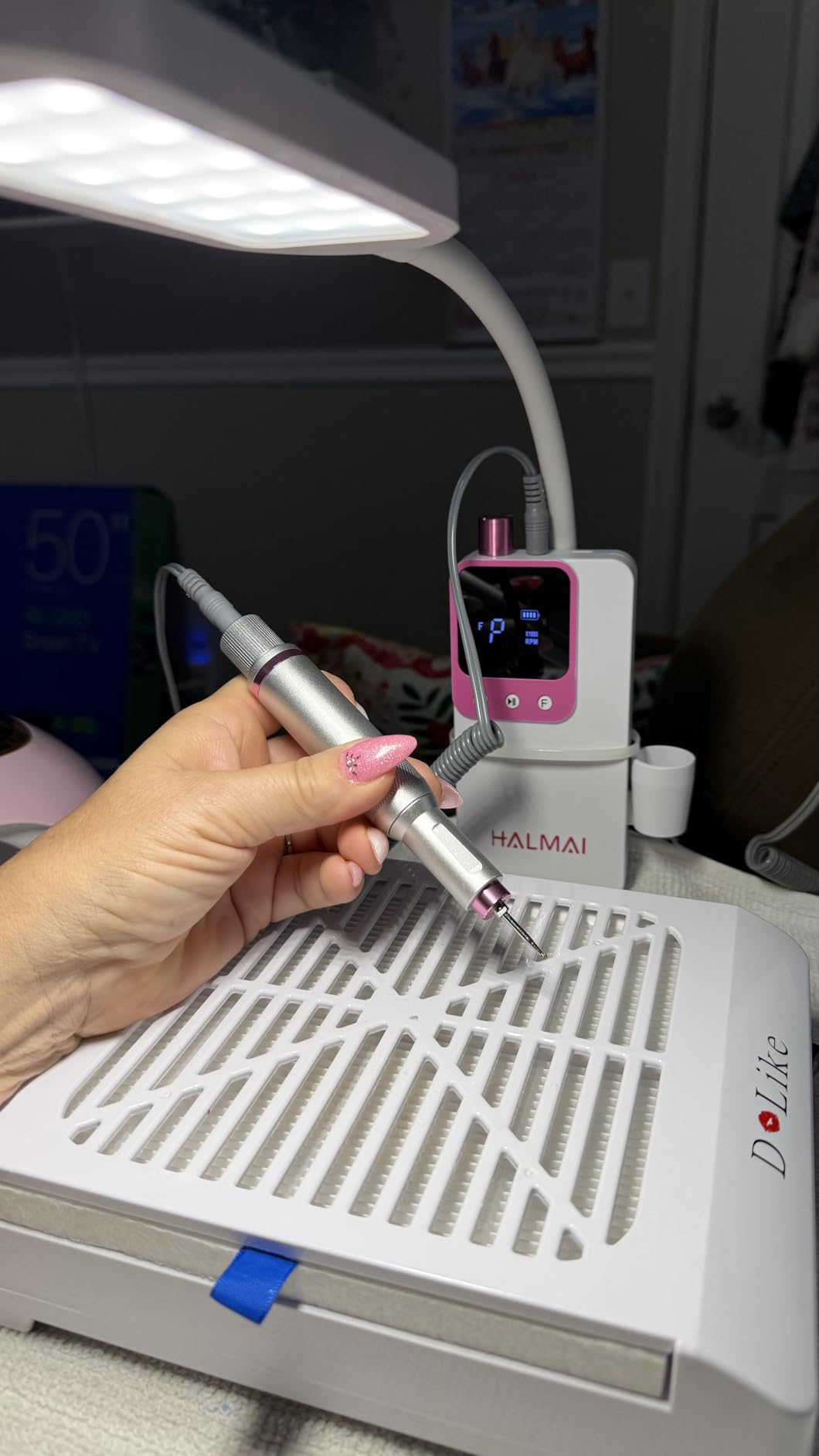 Electric Nail Drill Professional, Portable Nail File for Acrylic Gel Nails, Cordless Rechargeable Ultra Power Nail Drill Kit 40000RPM, HMC320 Salon-Grade Efile Nail Machine (Dark Grey) customer photo 1