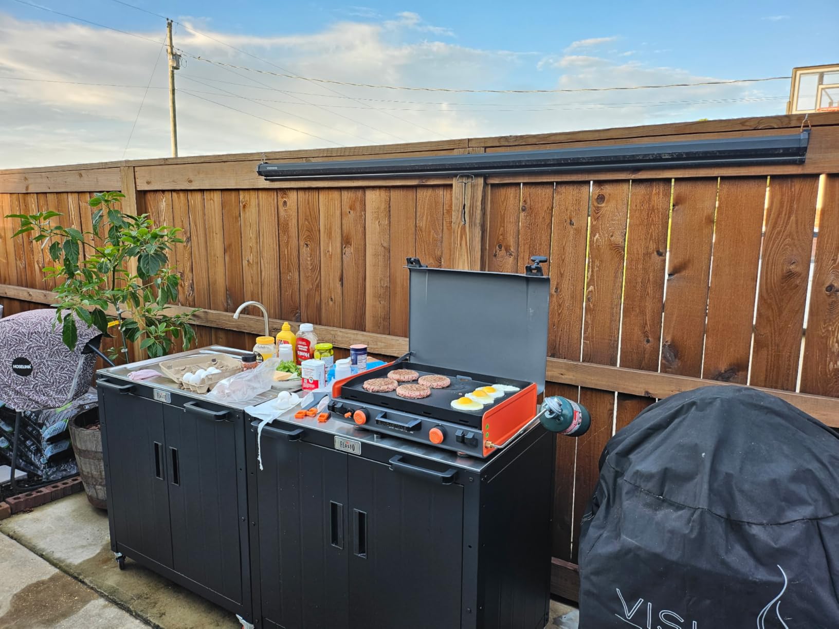 Gas Grill, Movable Outdoor Gas Stove Stainless Steel Top with Cabinet, 5 Burners with 36,200 BTUs, Outdoor Propane Grill for Outdoor Cooking, Ideal for Lawn & Garden, L35.4 x W24 customer photo 1