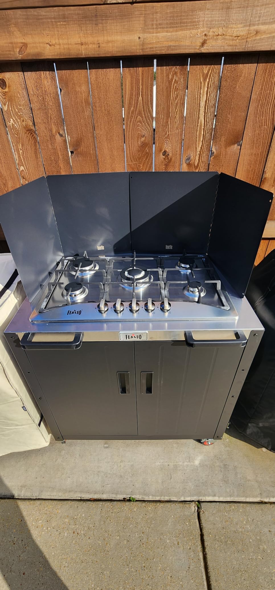 Gas Grill, Movable Outdoor Gas Stove Stainless Steel Top with Cabinet, 5 Burners with 36,200 BTUs, Outdoor Propane Grill for Outdoor Cooking, Ideal for Lawn & Garden, L35.4 x W24 customer photo 2