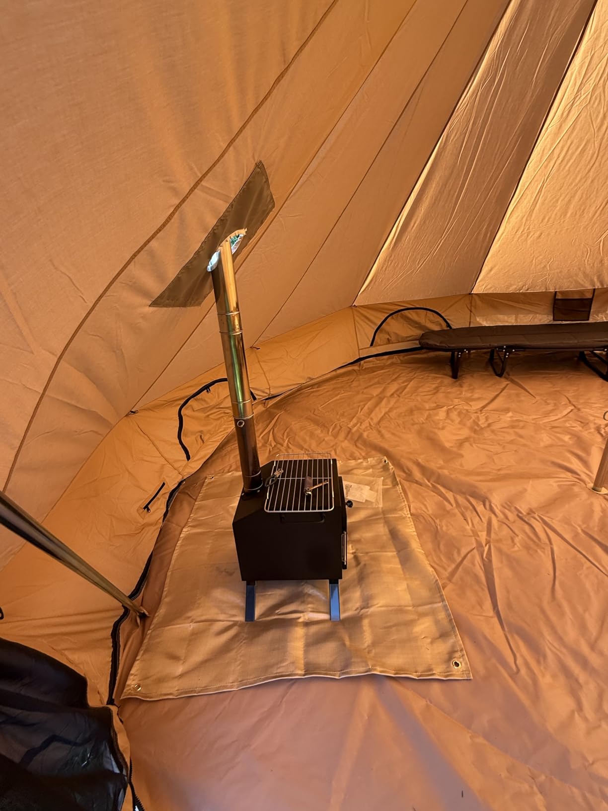 HOPUBUY Wood Stove Hot Tent Stove, Portable Camping Wood Burning Stove for Outdoor Cooking, Small Wood Stove with 7 Stainless Chimney Pipes,Larger Heating Range customer photo 1