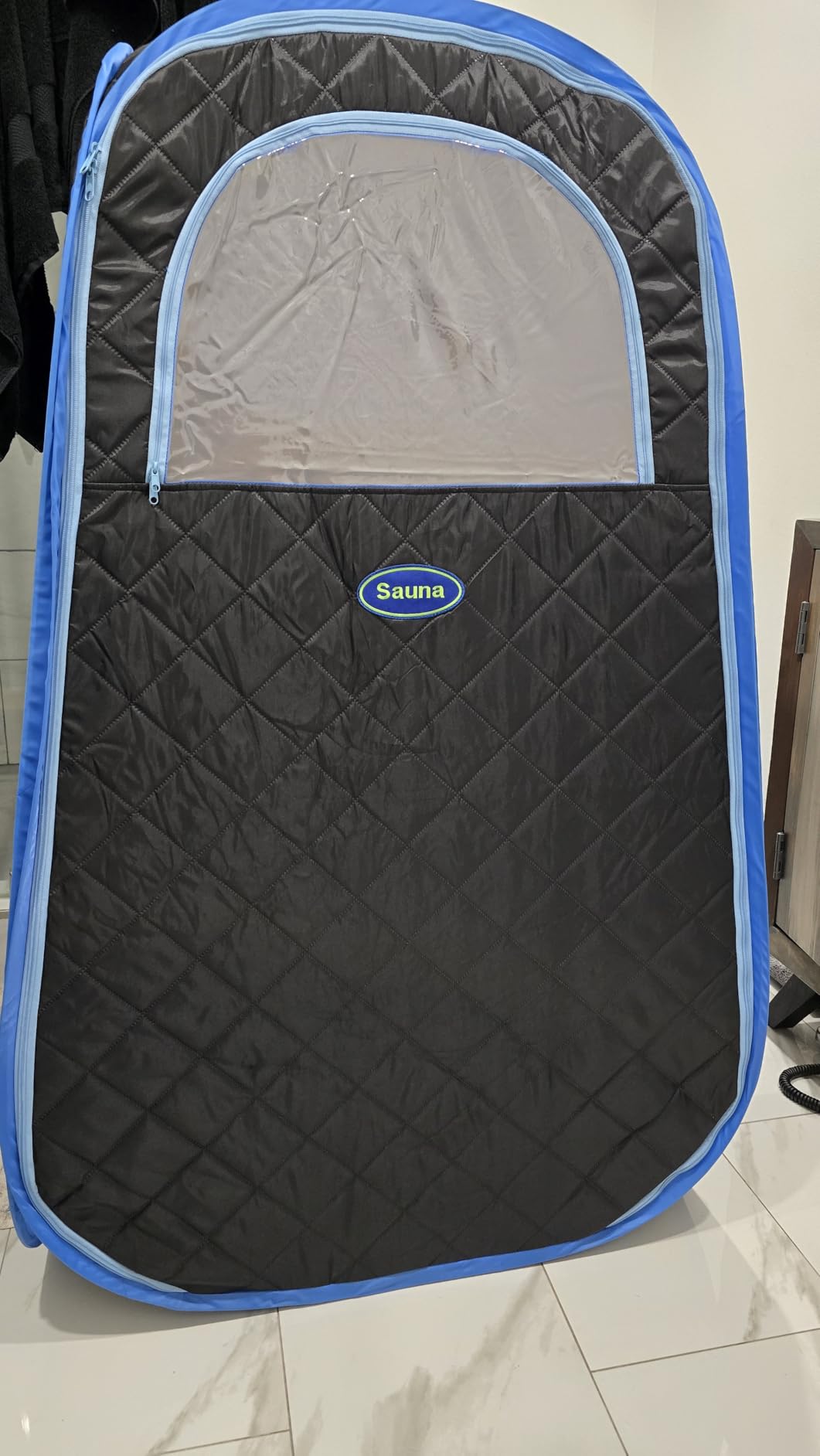 Foldable Portable Steam Sauna, Personal Sauna Tent for Home SPA with 1000w 2.2L Steamer, Folding Chair, Remote Control, Black customer photo 2