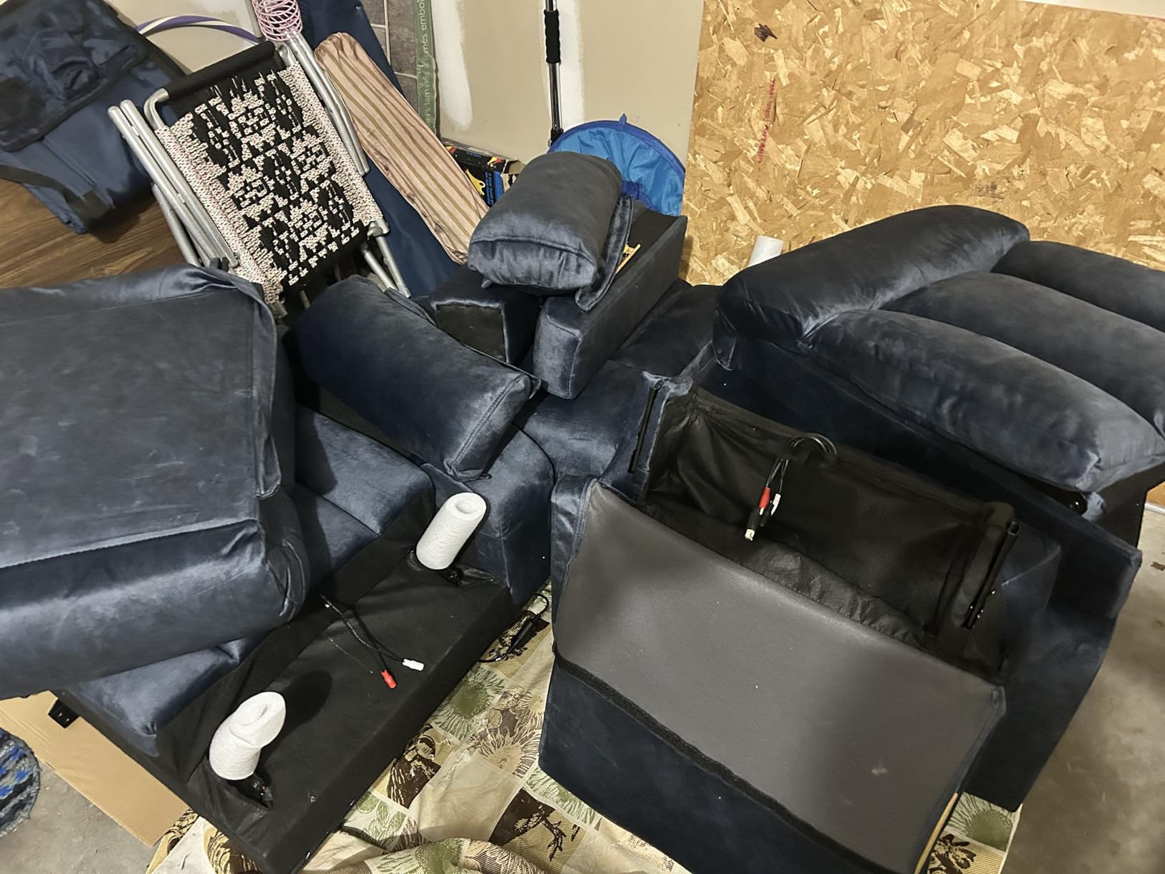 Power Reclining Sofa - 3 Seater Reclining Couch with Massage & Heat, Drop-Down Table, USB & Type-C Charging Ports, Cup Holders, Dutch Velvet,Power Sofa for RV，Media Room & Living Room customer photo 2