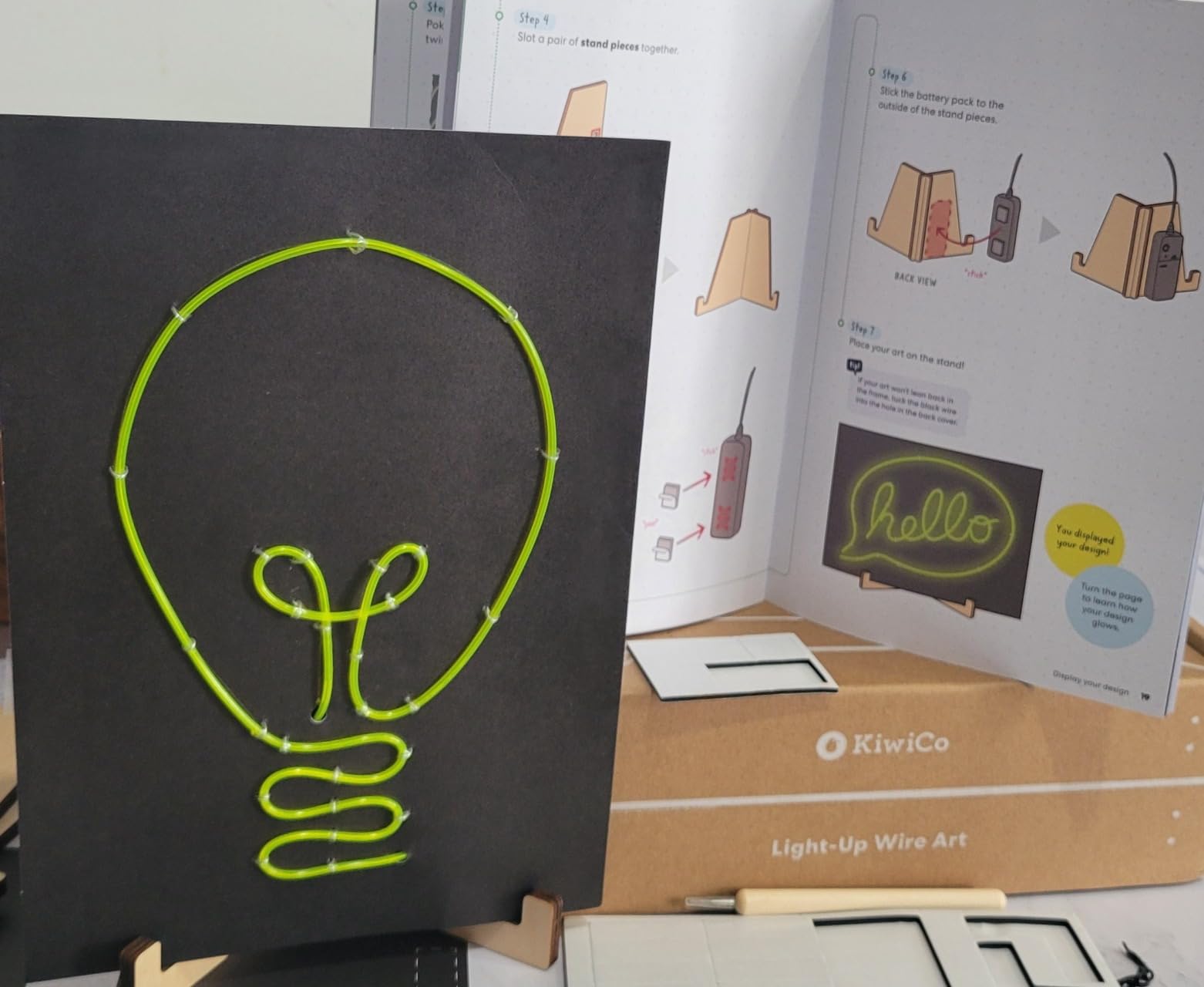 Light-Up Wire Art Kit - DIY Electroluminescent Signs, Fun Educational Science Craft for Kids | Includes EL Wires, Battery Packs, Design Templates, and Instructions customer photo 1