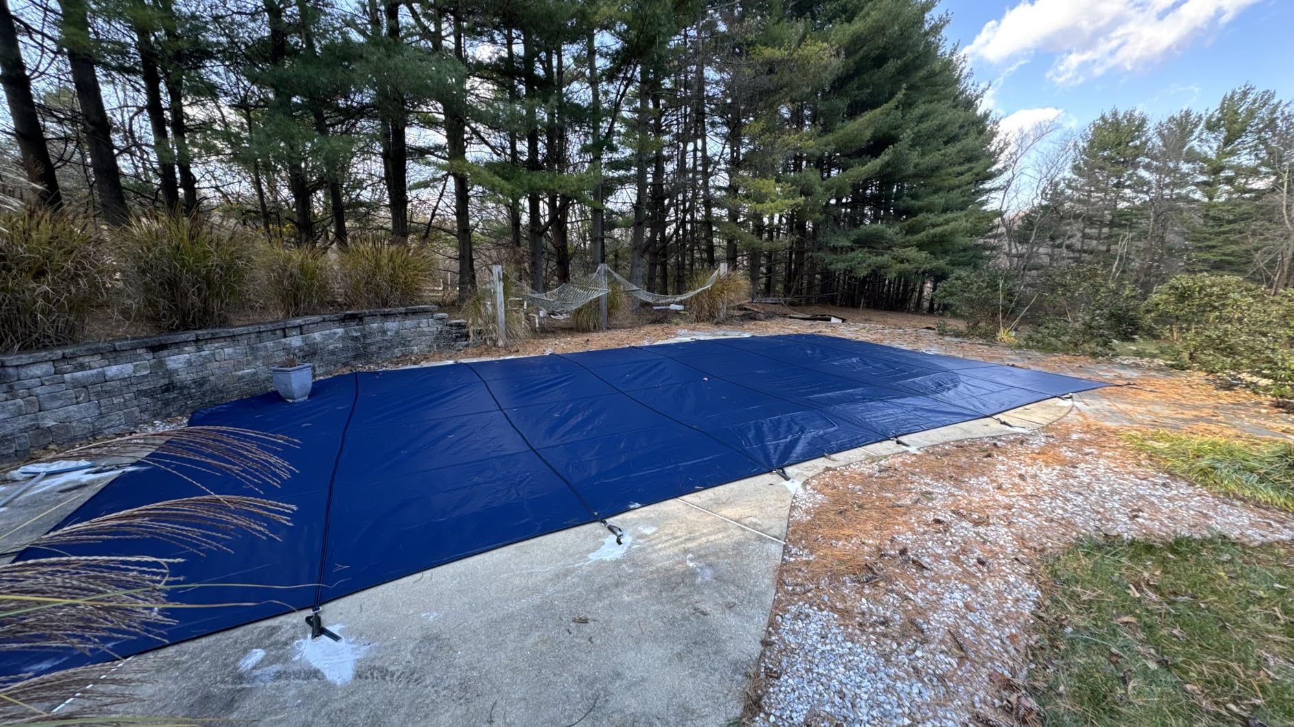 Inground Pool Cover Safety Fits Rectangle Swimming Pool, Mesh Solid Pool Cover for Inground Pools, Winter Pool Safety Cover Includes Safety Net and Installation Tools customer photo 2