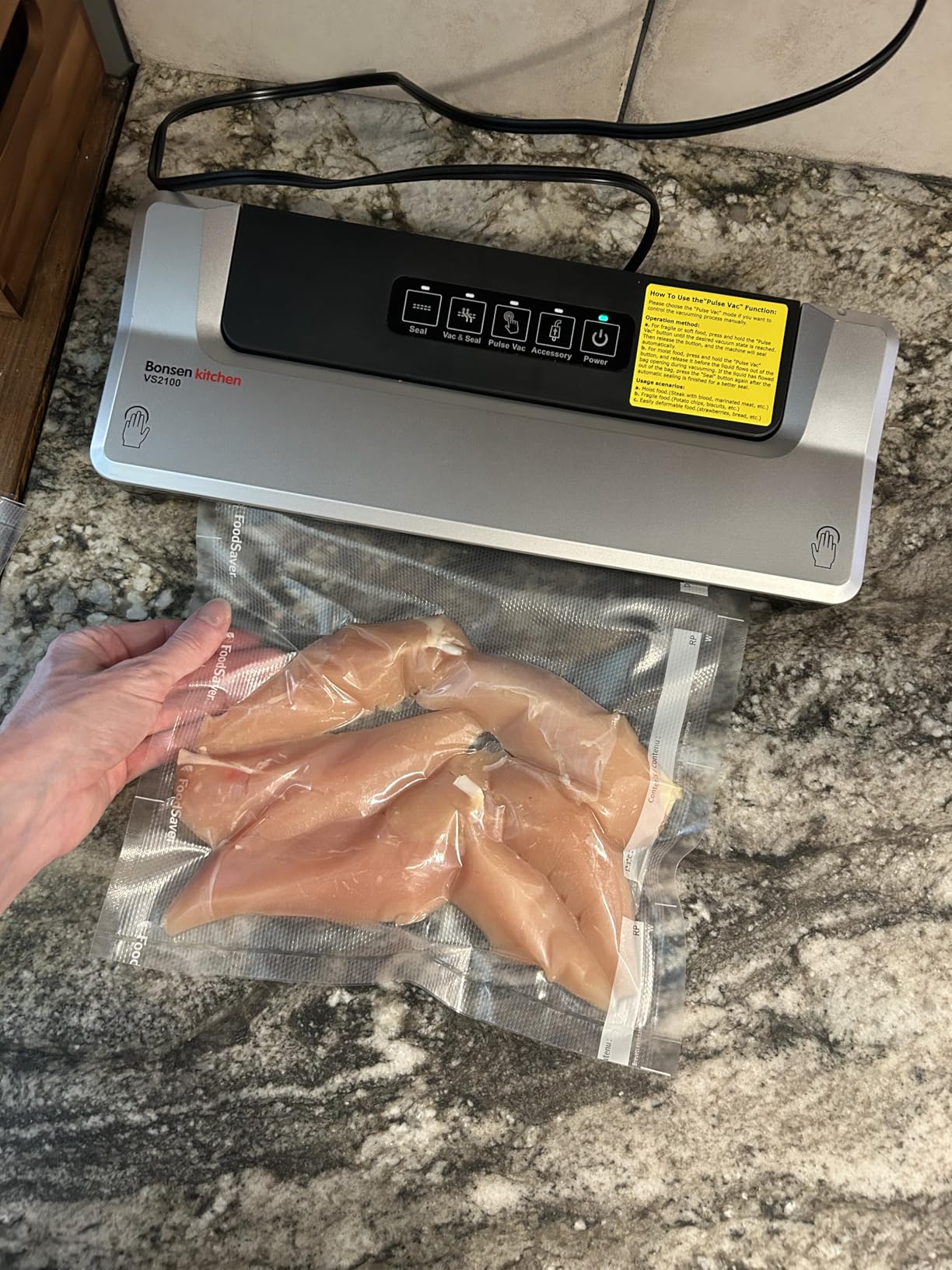 Bonsenkitchen Vacuum Sealer Machine, Compact Food Sealer for Kitchen Storage & Meal Prep, Multiple Modes, External Vacuum System, 5 Bags, Silver customer photo 2