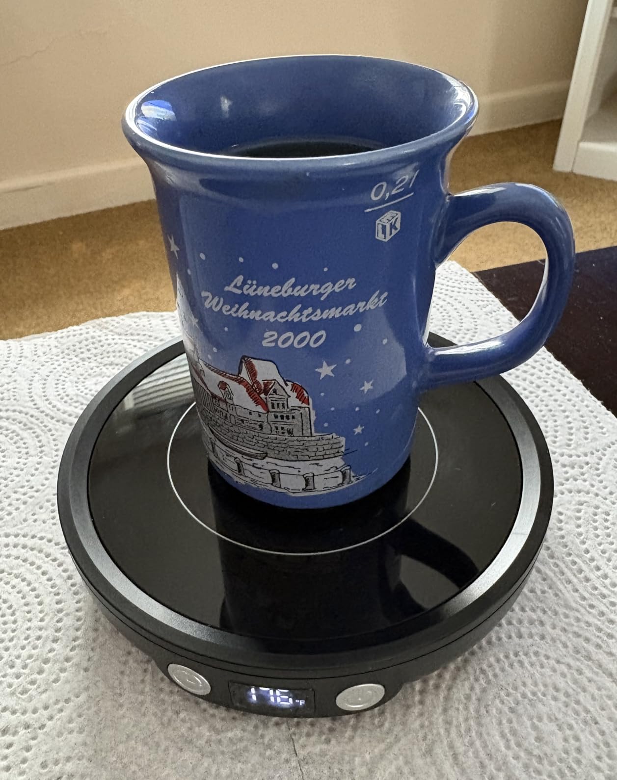 SWEETFULL Mug Warmer - Upgraded 36W Coffee Cup Warmer for Desk with 130°F-176°F Digital Display, 2-12H Timer Auto Shut Off, Smart Electric Coffee Heating Plate, Ideal Gifts for Women Men - Black customer photo 1