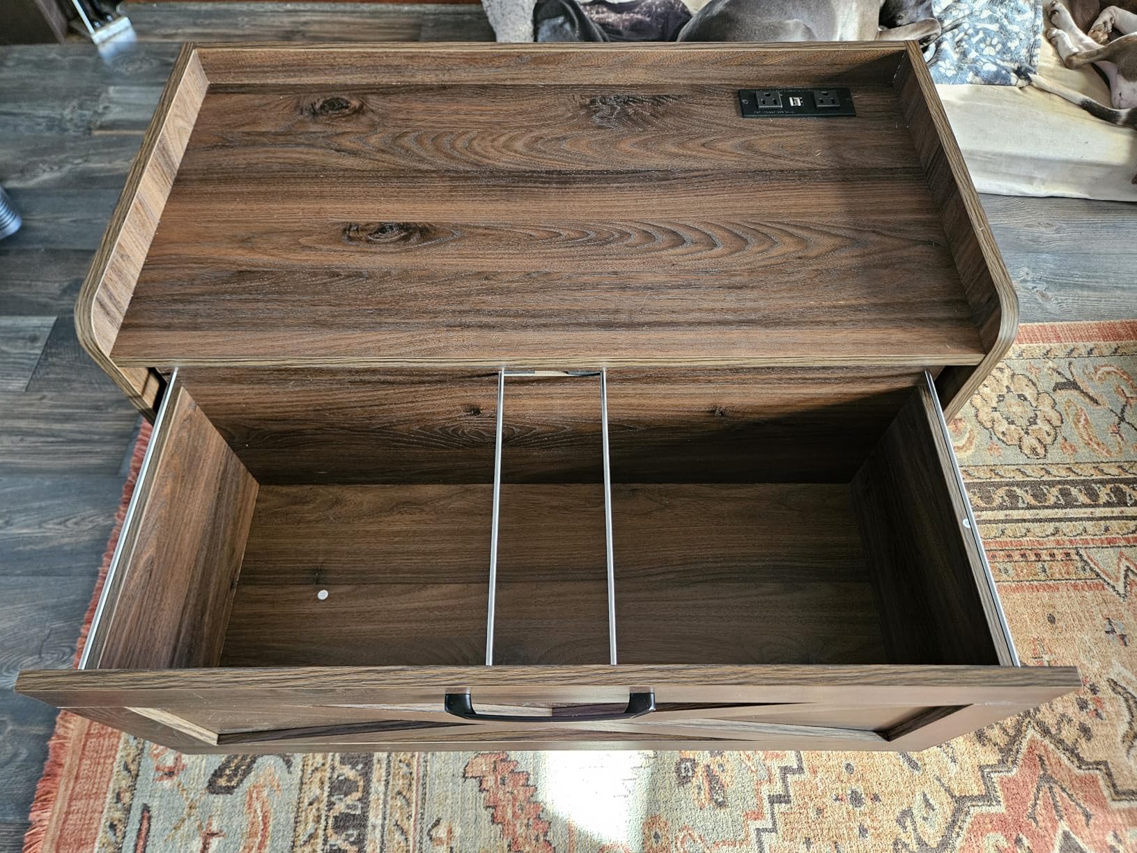 File Cabinet 2 Drawers Lateral File Cabinet with Charging Station for Letter/Legal/A4 Size Hanging Files, Large Wood File Storage Cabinets Printer Stand for Home Office, Dark Walnut customer photo 1