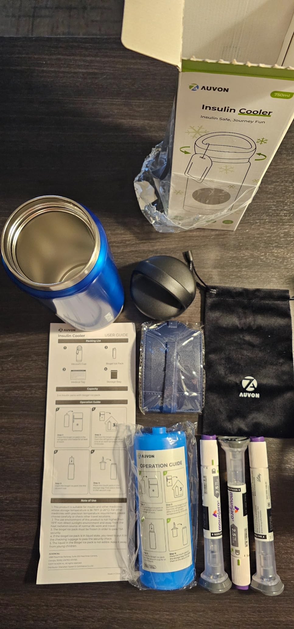 AUVON Insulin Cooler Travel Case Keeps Insulin Cool up to 44H for 3-5 Pens, Gel Ice Pack & Pouch Protect Medication from Freezing, Diabetes Travel Case with Handle & Medical ID Tag, TSA Approved customer photo 1