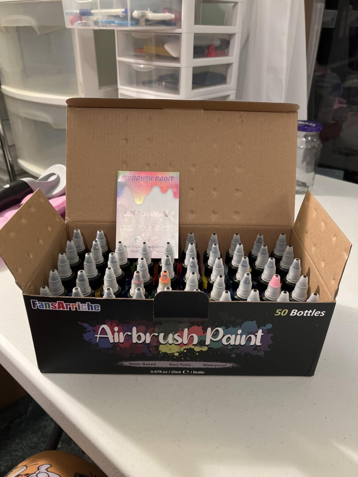 FansArriche Airbrush Paint, 44 Colors with 6 Thinners Acrylic Air Brush Paint Set, Ready to Spray Water-Based Opaque & Neon & Iridescent Acrylic Paint for Beginners, Artists customer photo 2