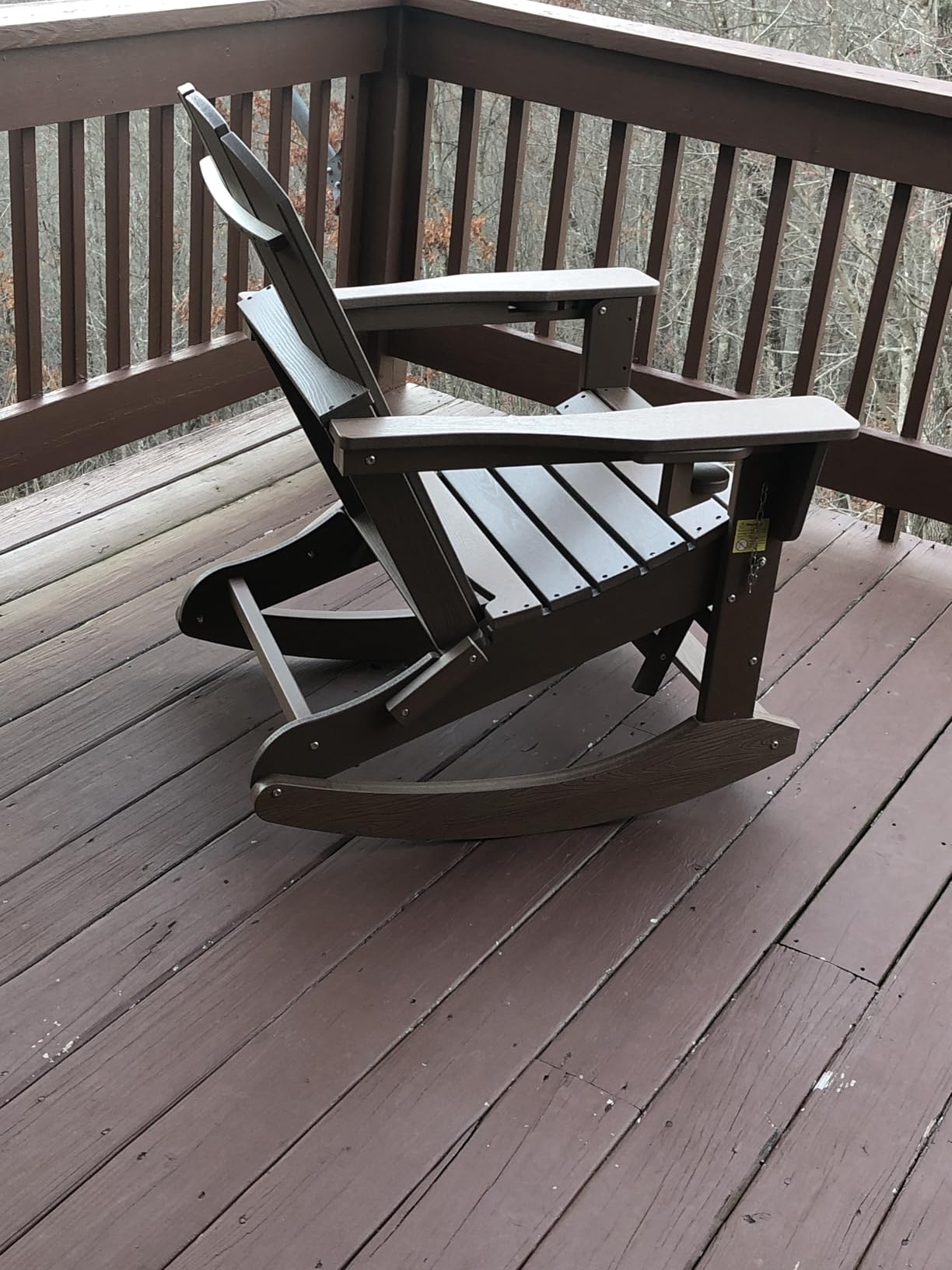 KINGYES Adirondack Rocking Chair Set of 2 with Retractable Ottoman and Cup Holders, HDPE Adirondack Rocker Patio Rocking Chair for Porch, Patio, Balcony, Deep Blue customer photo 1