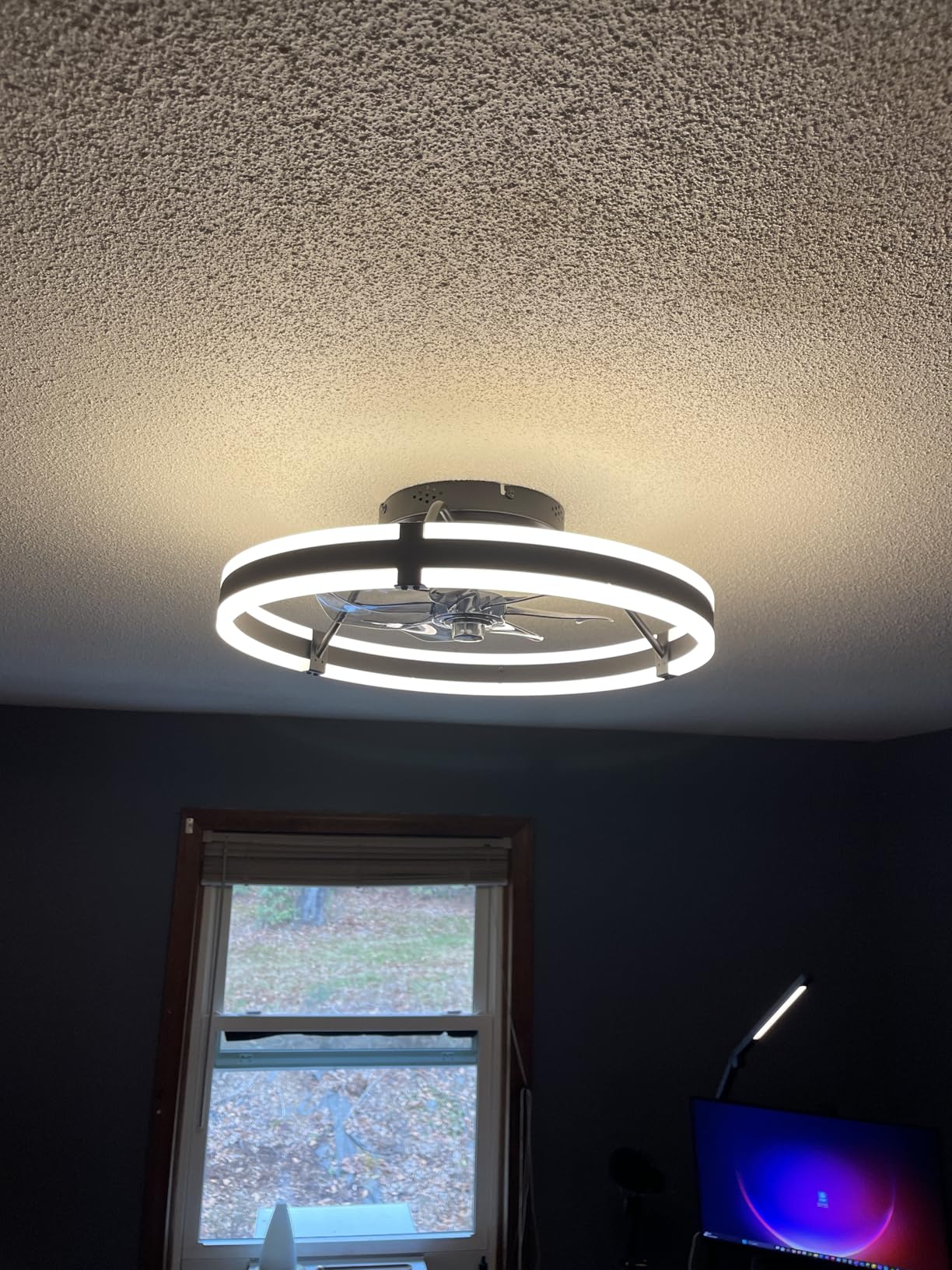 ZMISHIBO Ceiling Fans with Lights and Remote, 19.7'' Low Profile Ceiling Fan, 3000-6000K Dimmable Modern Flush Mount LED Fan Light, 6 Wind Speeds, Black Fandelier customer photo 1