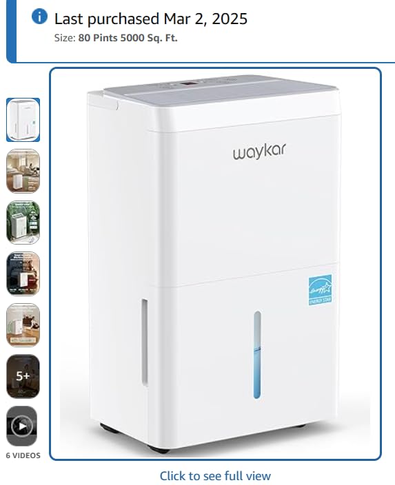 Waykar 6,000 Sq. Ft. Energy Star 120 Pint Dehumidifier - Auto Comfort Mode, Ultra Quiet(40 dB), Portable Smart Compressor Dehumidifier for Basement/Home/Bedroom/Bathroom with Drain Hose customer photo 1