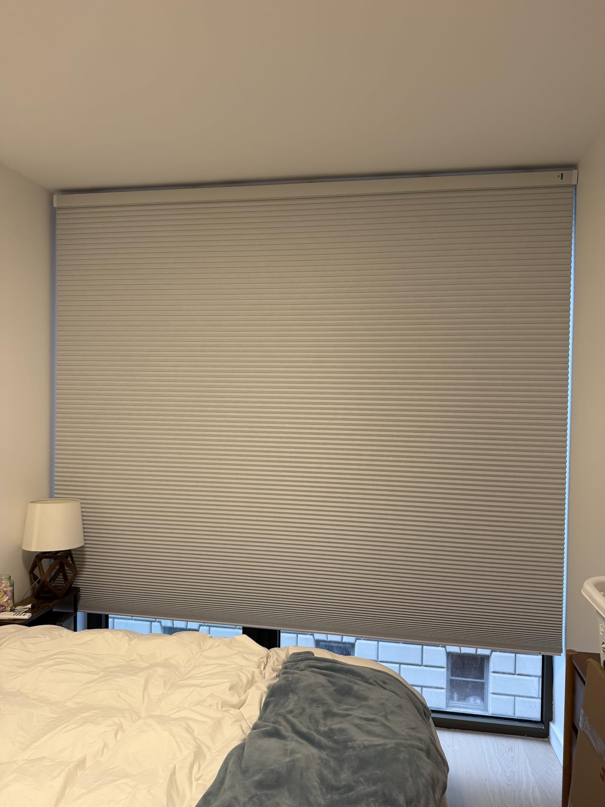 Motorized Cellular Shades with Remote, Blackout Smart Cellular Shades Compatible with Alexa, Cordless Honeycomb Window Blinds for Bedroom Home Office, Custom Size, Blackout Pearl customer photo 1
