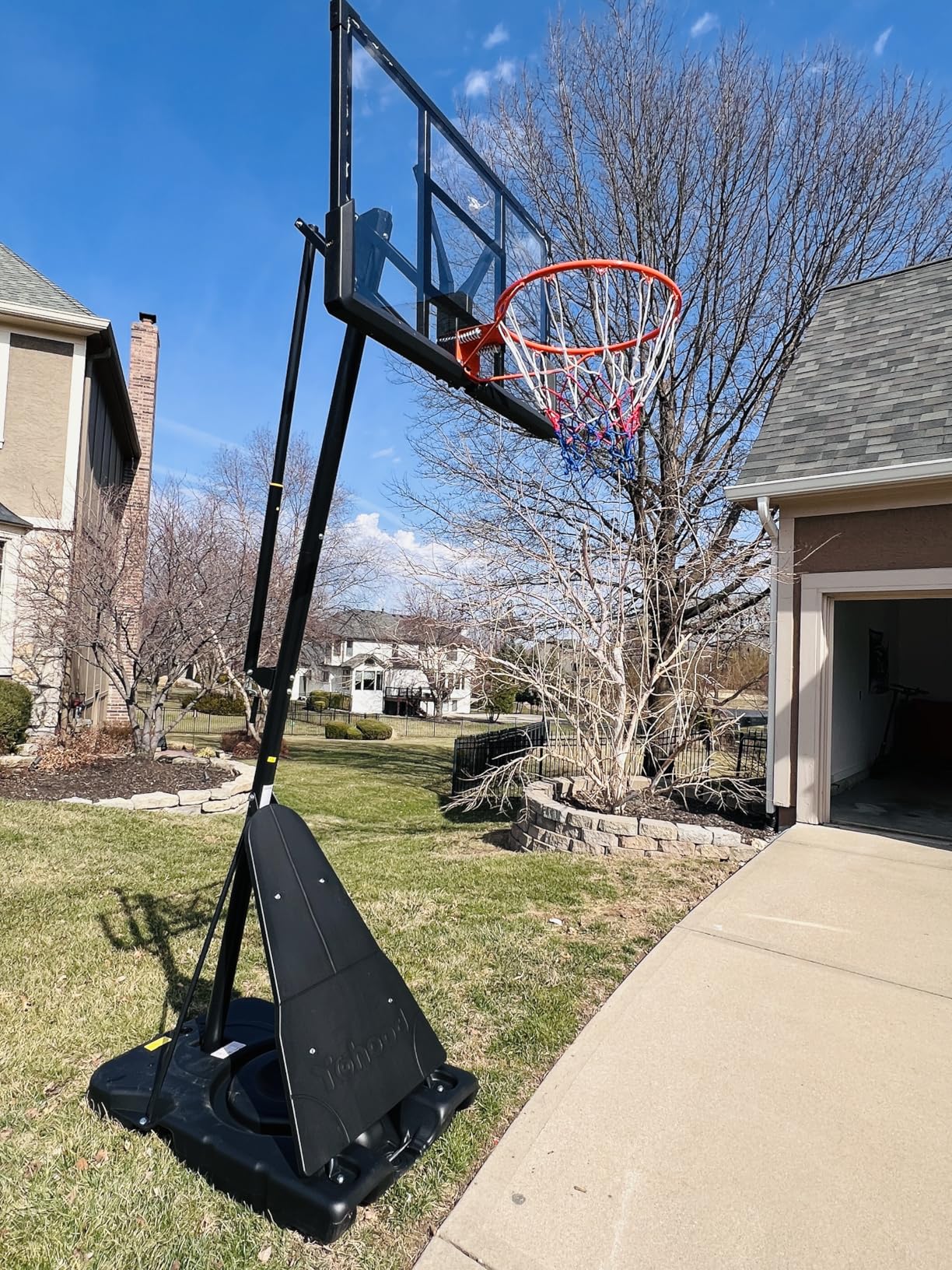 Yohood Basketball Hoop Outdoor Portable 44/48 Inch Backboard, 10ft Quickly Adjustable Basketball Goal System with Wheels for Court/Backyard/Driveway customer photo 1