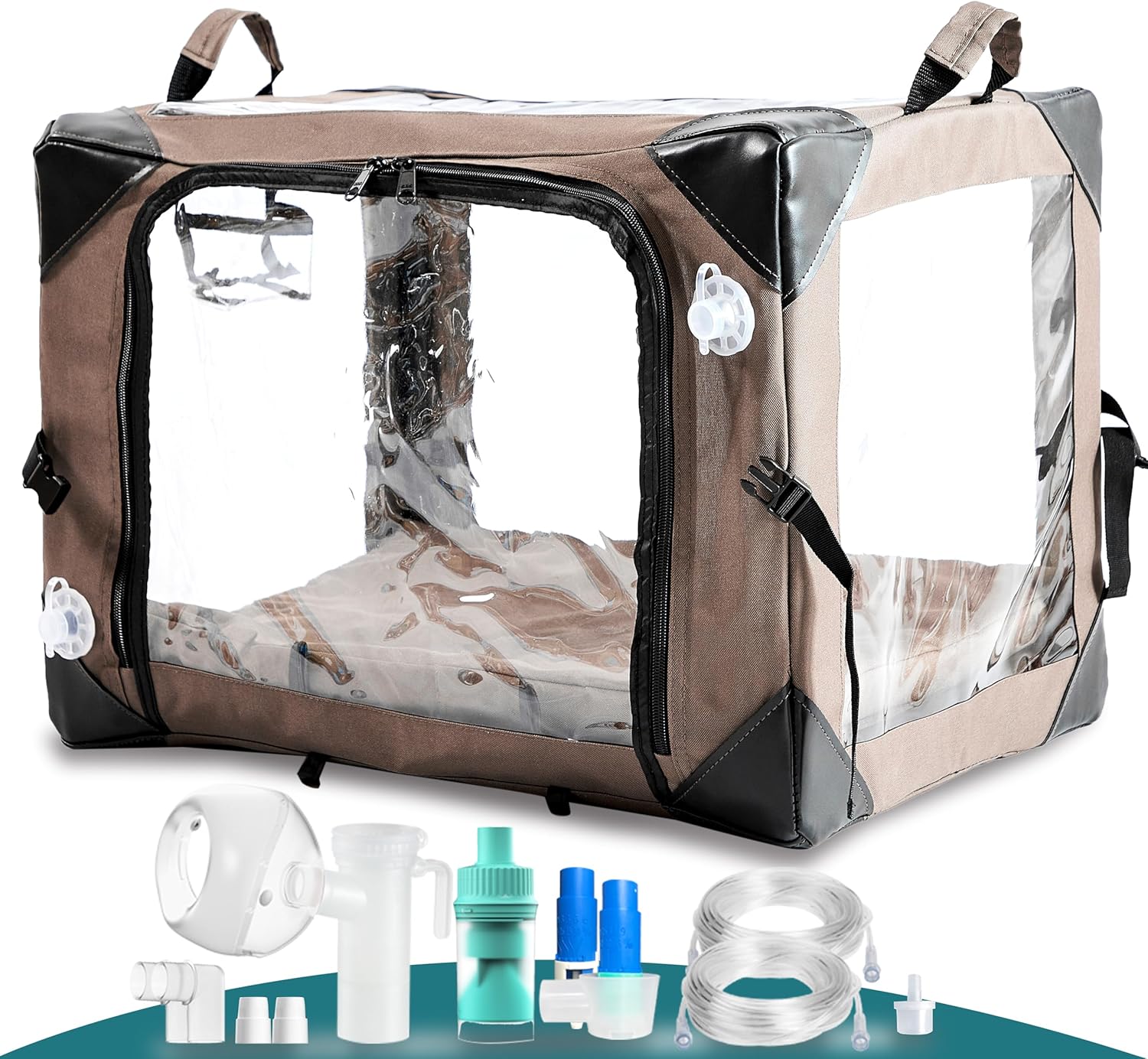 Pet Oxygen Cage for Cats and Dogs to Obtain Oxygen/Nebulizing Care, Tube Kit and Mat Included (Small - 21x16x16 Inch) customer photo 1